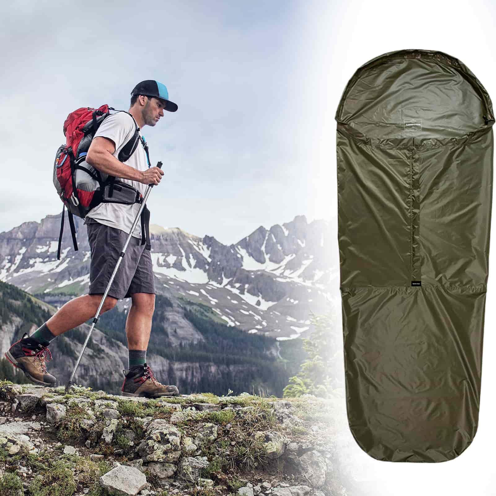 Sacco a pelo per esterni, copertura calda per campeggio invernale, nylon 70d con stoccaggio compatto, supporto per sacco da trekking, sopravvivenza, arrampicata, backpacking, viaggi, avventure
