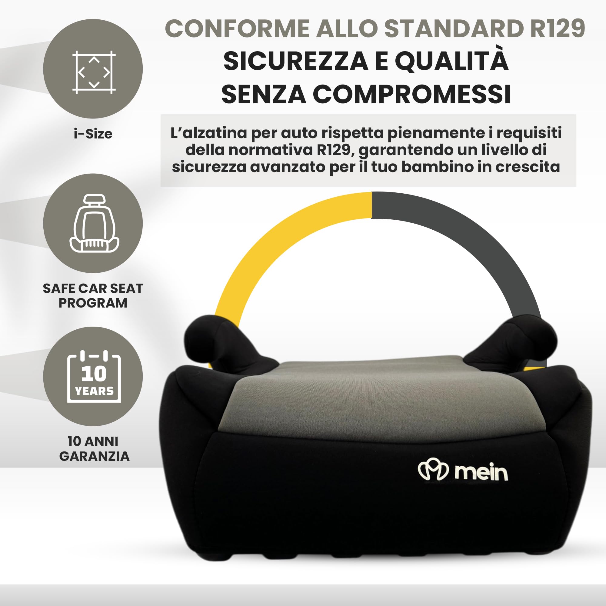 Mein Alzatina Auto Bimbi Isofix Rialzo Auto per Bambini 22-36kg Sistema Isofix Universale Seggiolino Auto gruppo 2-3 Adatto da 5-12 Anni per Bambini 125-150 cm (GRIGIO)