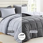 Homelike Moment Queen Set de confort gris, Kit de confort Queen, Soft Lightweight Down Alternative Bed Comforter Full Size réversible toute la saison 3 Ensembles de literie de pièces gris/gris clair