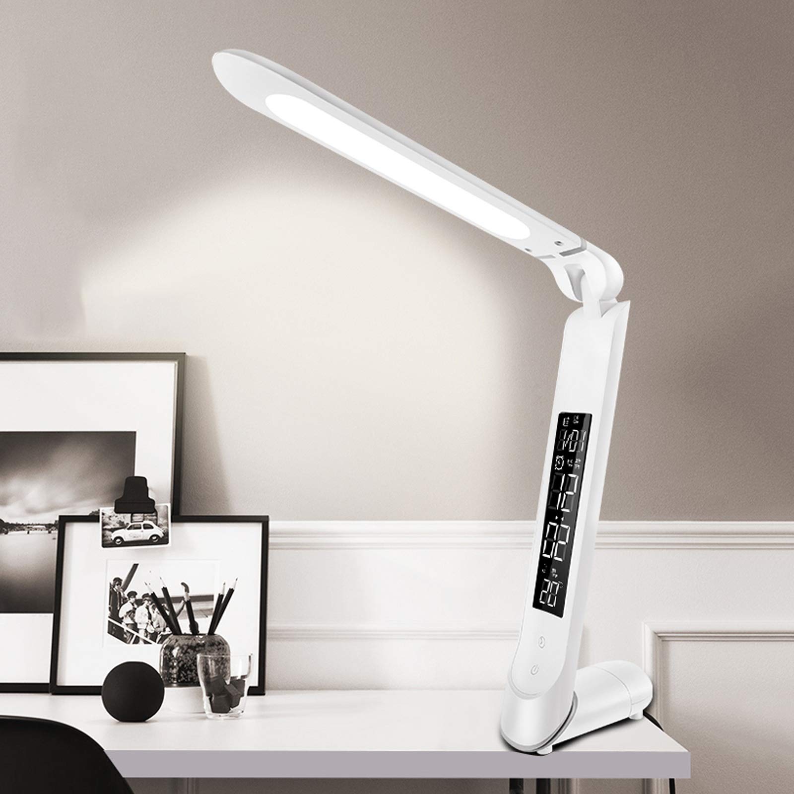 Schreibtischlampe LED LED-Ladetschreibtischlampe Nacht-Faltbare Leselampe, Berührungssteuerung, stufenlose dimmbare Bürolampe mit 3 Farbmodi, Speicher- / Timing-Funktion Tischlampe