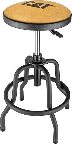 Cat Taburete rústico de diseñador para tienda, cojín de asiento de piel sintética, altura ajustable, color marrón y negro 980841ECE