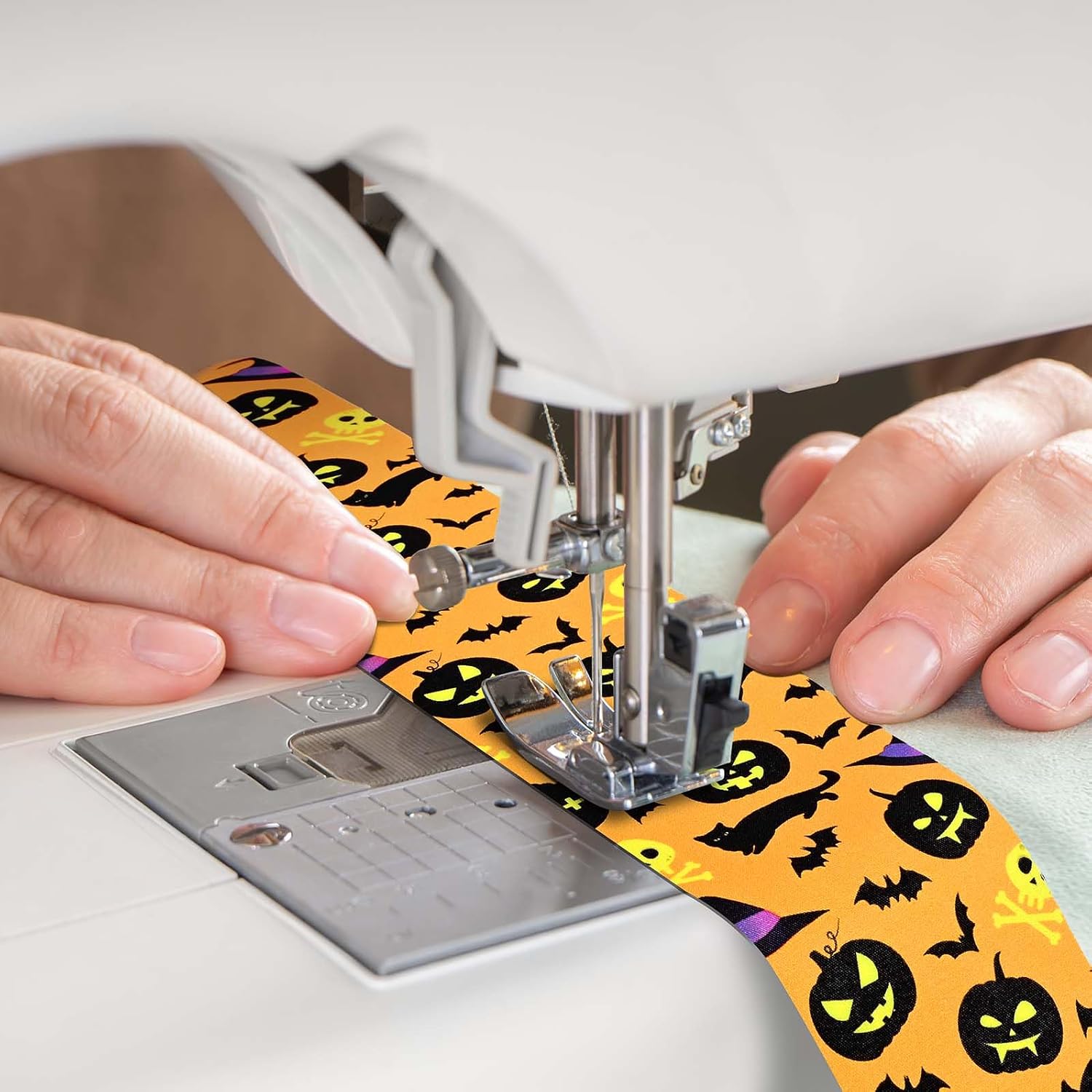40 Pcs Cotton Fabric Strips Roll for Quilting Crafting 40 x 2.6 Inch Quilting Ghost Skull Pumpkin Candy Spider Bat Precut Patchwork for Sewing DIY Crafts Cotton Fabric Bundles