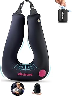 Mixtrend Travel Pillow Inflatable Car Pillow for Kids & Adults – Car Sleeping Neck & Head Support for Long Road Trips, Kids Sleeping Aid with Mini E-Pump (Rose Red)