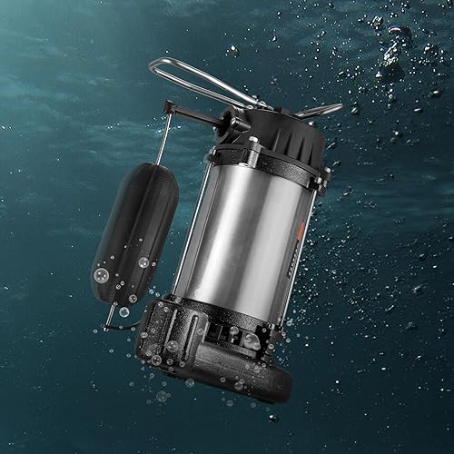 Miniatura 8 de VEVOR Bomba sumergible de sumidero, 0.5HP 4188GPH, bomba de agua de hierro fundido de 24 pies con cable de alimentación de 10 pies e interruptor de