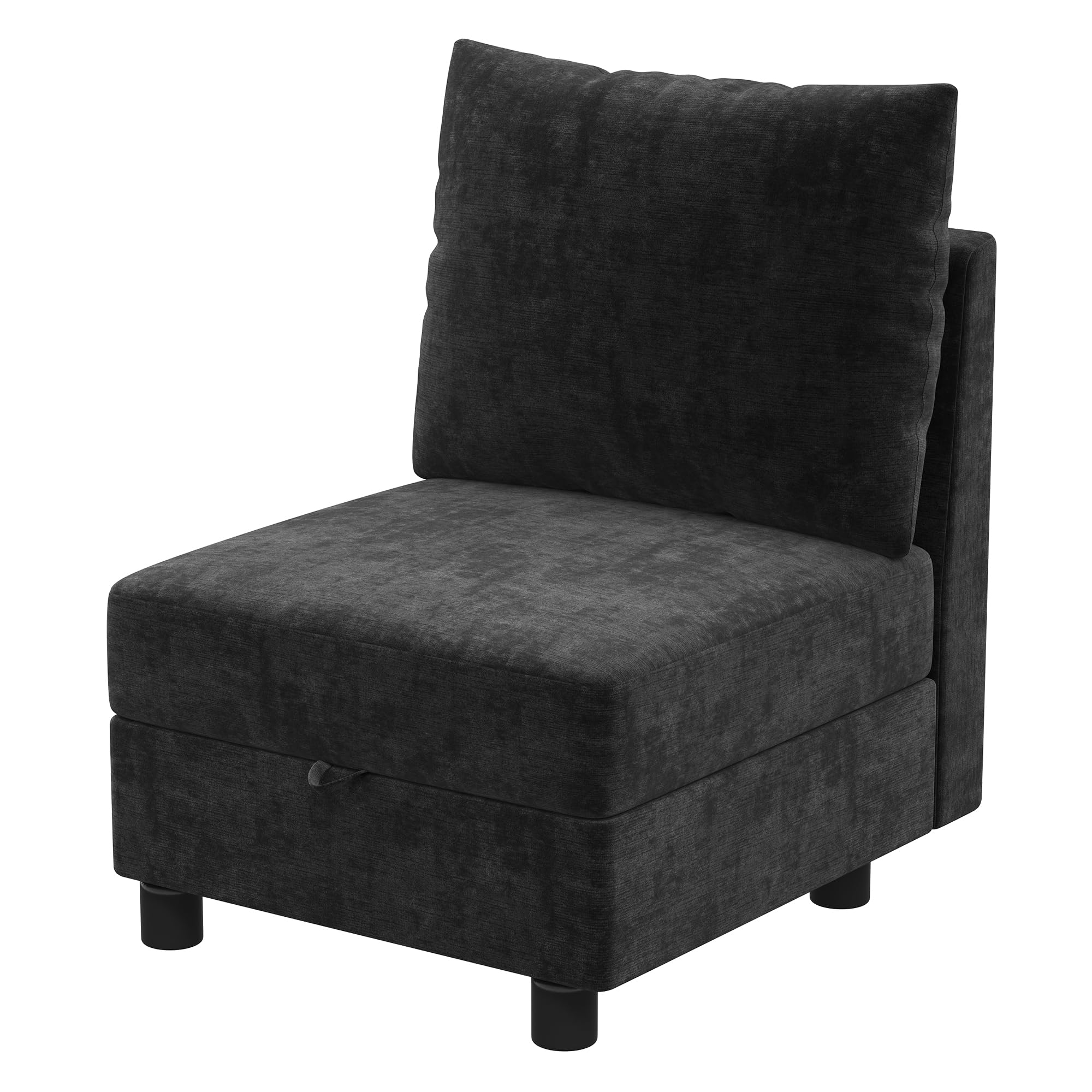 Fiona's magic Middle Seat Module with Storage for Sectional Sofa, Accent Armless Chair Free Combination, Dark Grey