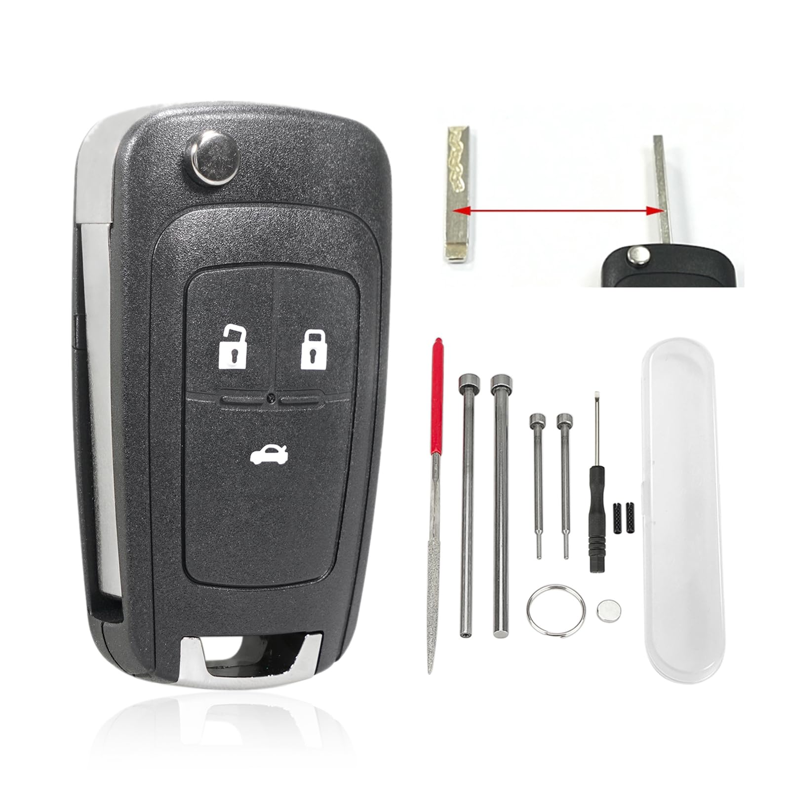 GZXNKEY 3-Knopf Schlüsselgehäuse für Opel Insignia, Opel Astra J, Opel Vauxhall, Opel Mokka, Opel Zafira C Tourer, Opel Adam, Opel Cascada, Opel Corsa E, Opel Meriva B schlüsselgehäuse HU101 Klingen