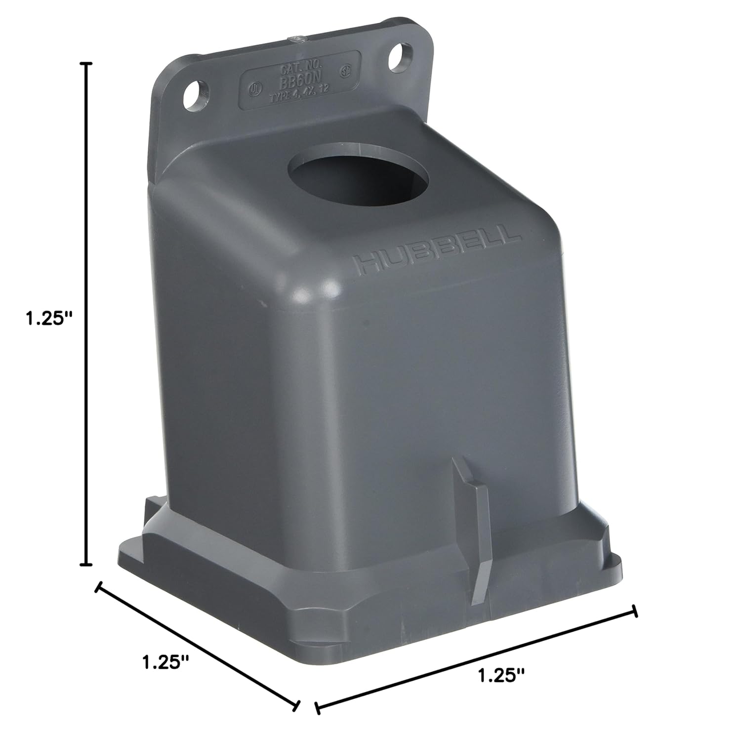 Hubbell BB60N Pin and Sleeve Products, IEC, Angular Box, 100A, 1 1/4", Non-Metallic