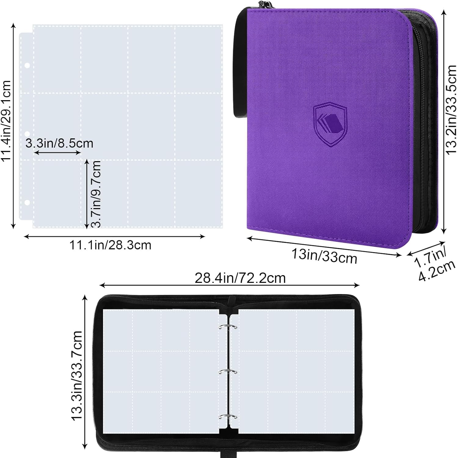 1200 Pockets Trading Card Binder, PU Cover Zipper Card Collection Album, Sturdy Card Folder Holder for MTG TCG, Game Cards - Image 2