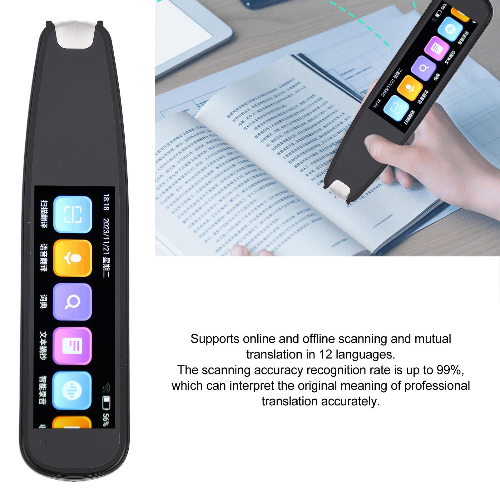 HURRISE Stylo De Traduction Stylo De Numérisation De Traduction, écran