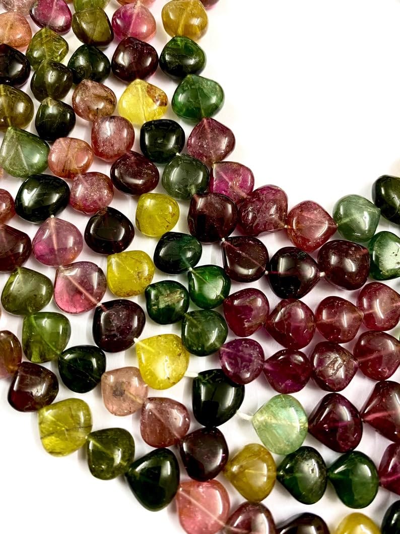 Naturalne koraliki z wieloma turmalinami, serce, gładkie koraliki 9-10 mm, długość 38 cm, tworzenie biżuterii, koraliki z kamieni szlachetnych do naszyjnika, bransoletki