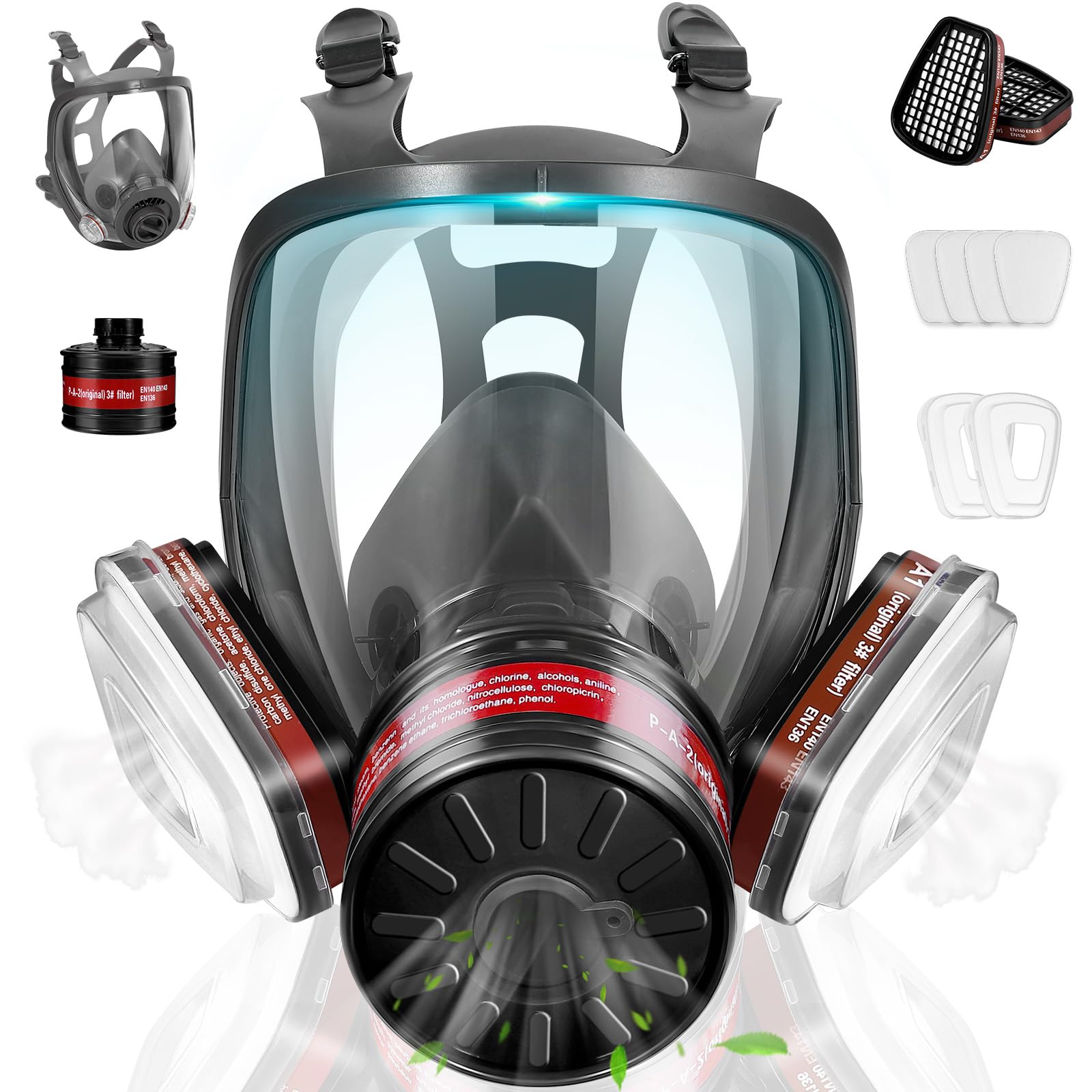 PWJGPPJV Reusable Respirator Mask with Activated carbon filter cottons for Gas, Organic Vapors