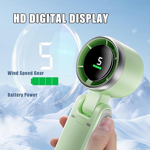 Miniatura 4 de Ventilador de mano plegable, ventilador personal de viento de 5 engranajes, mini ventiladores turbo a batería de 5000 mAh, ventilador personal