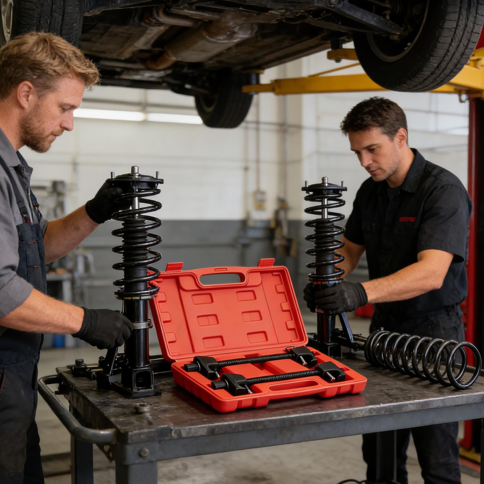 Compressore Per A Kit Universale Resistente 2 Pezzi per Autoveicoli | Attrezzatura per Comprimere di Auto Per Riparazione Auto, Camion, ATV, Porte Del Garage,