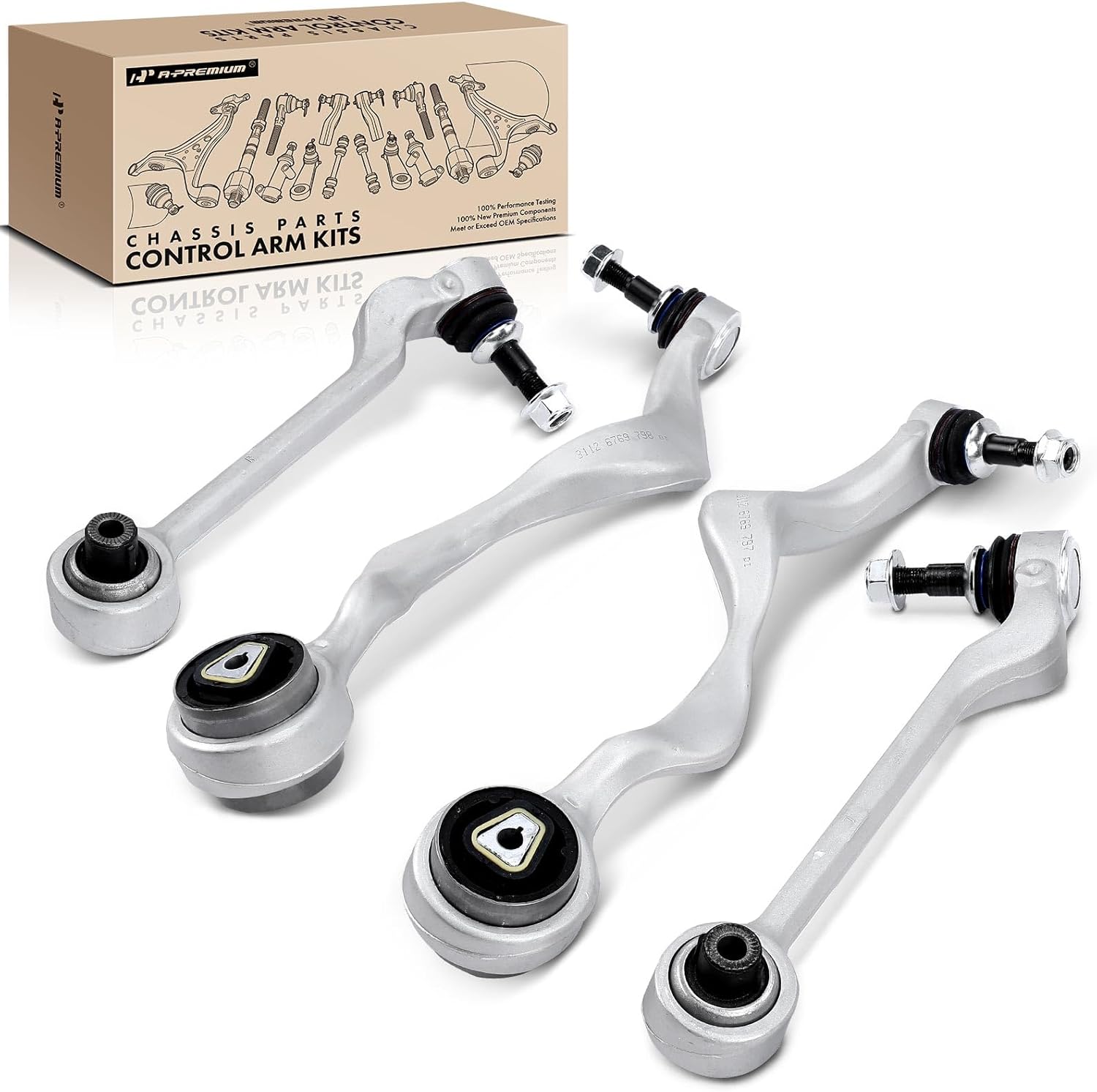 A-Premium Set of 4, Front Forward & Rearward Lower Control Arm Kit, with Ball Joint & Bushing, Compatible with BMW - 2006-2014 - 323i 325i 328i 330i 335d 335i 335is X1 128i 135i, RWD