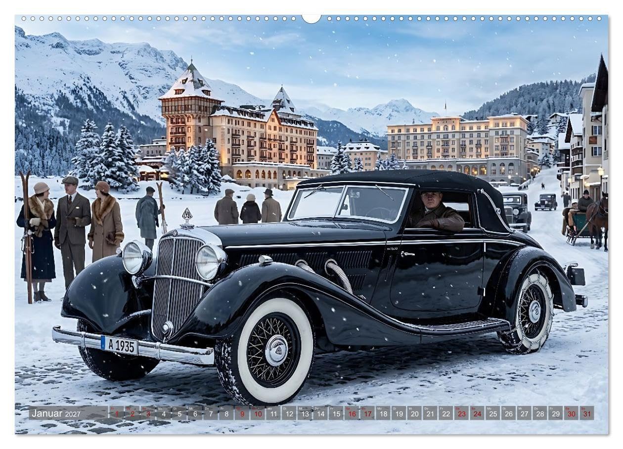 Zwischen Prunk und Promenaden (hochwertiger Premium Wandkalender 2027 DIN A2 quer), Kunstdruck in Hochglanz: Als die Autos noch Charakter hatten