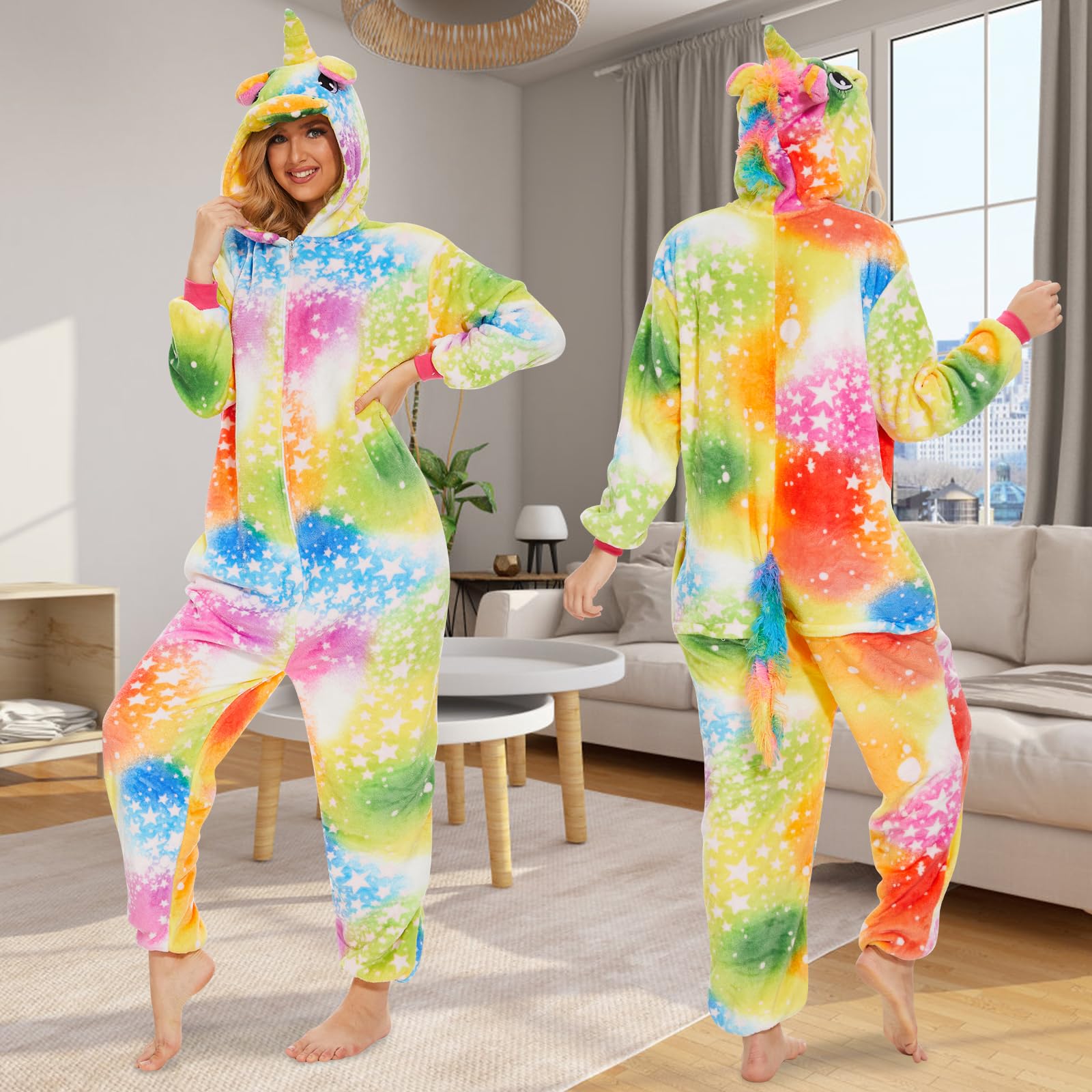 JONRRYIN Pyjama Animaux Adulte, Unisexe Animal Pyjamas Onesie, Costume Femme Combinaison pour Carnaval