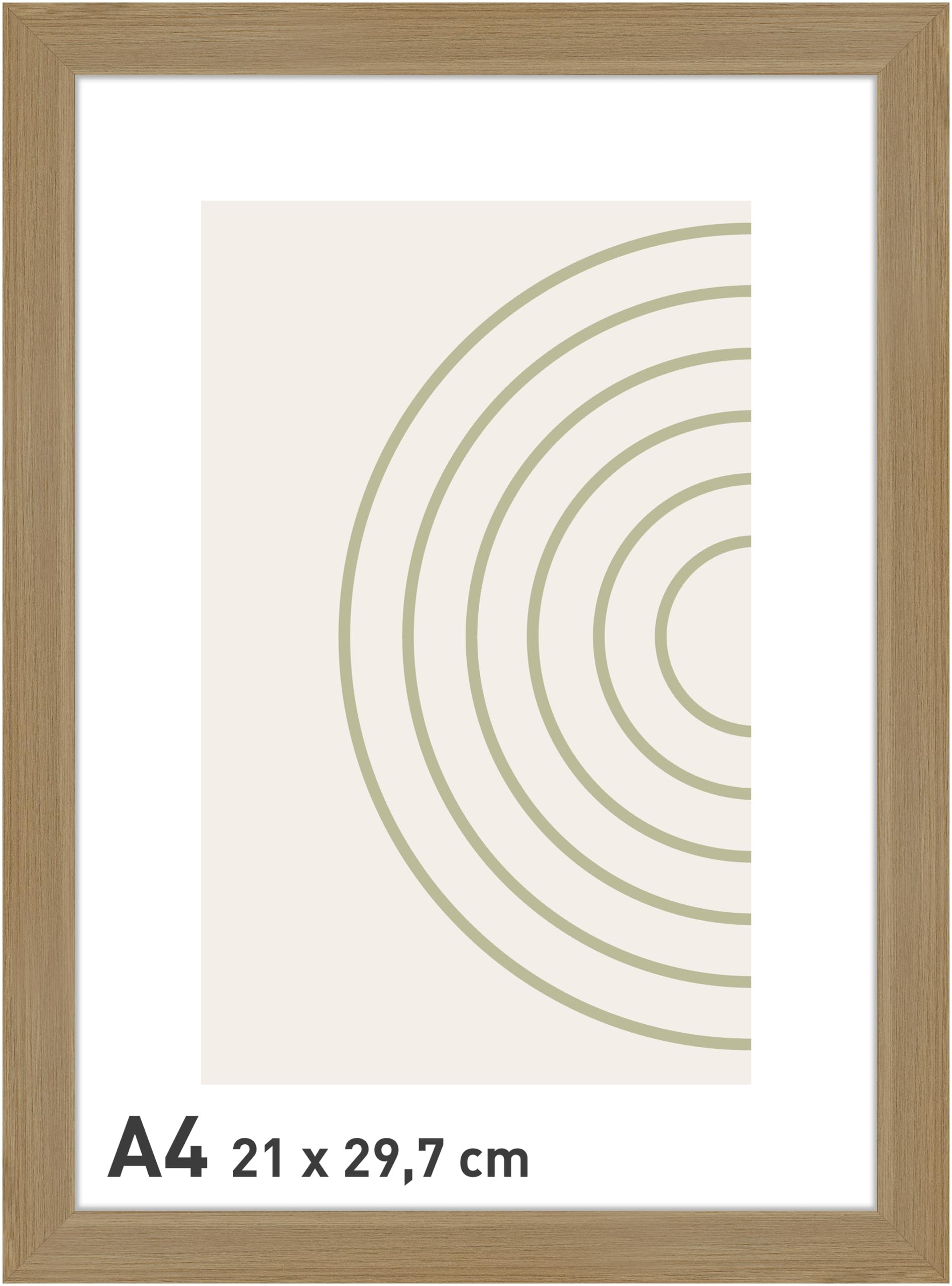 Accent By Nielsen Oak Velino Picture Frame - A4, 21X29.7cm - With Glass Front - Ready-To-Hang With Contemporary Poster Print