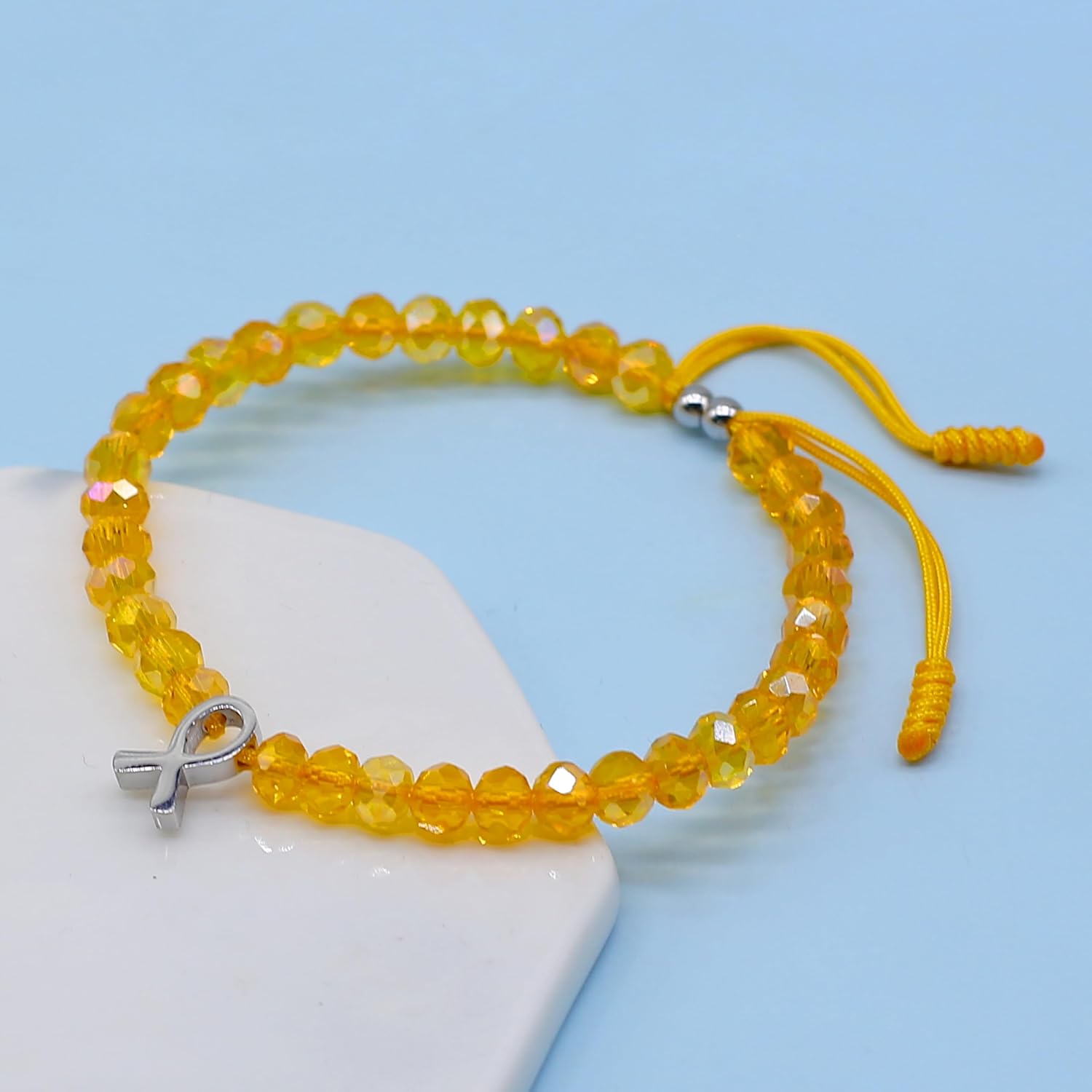 LAMIBEE Bracelet For A Cause, Crystal Bead Bracelet, Awareness Ribbon Bangle Bracelets, Wristbands for Awareness, Protection Surfer String Bracelet for Men, Women - Image 5