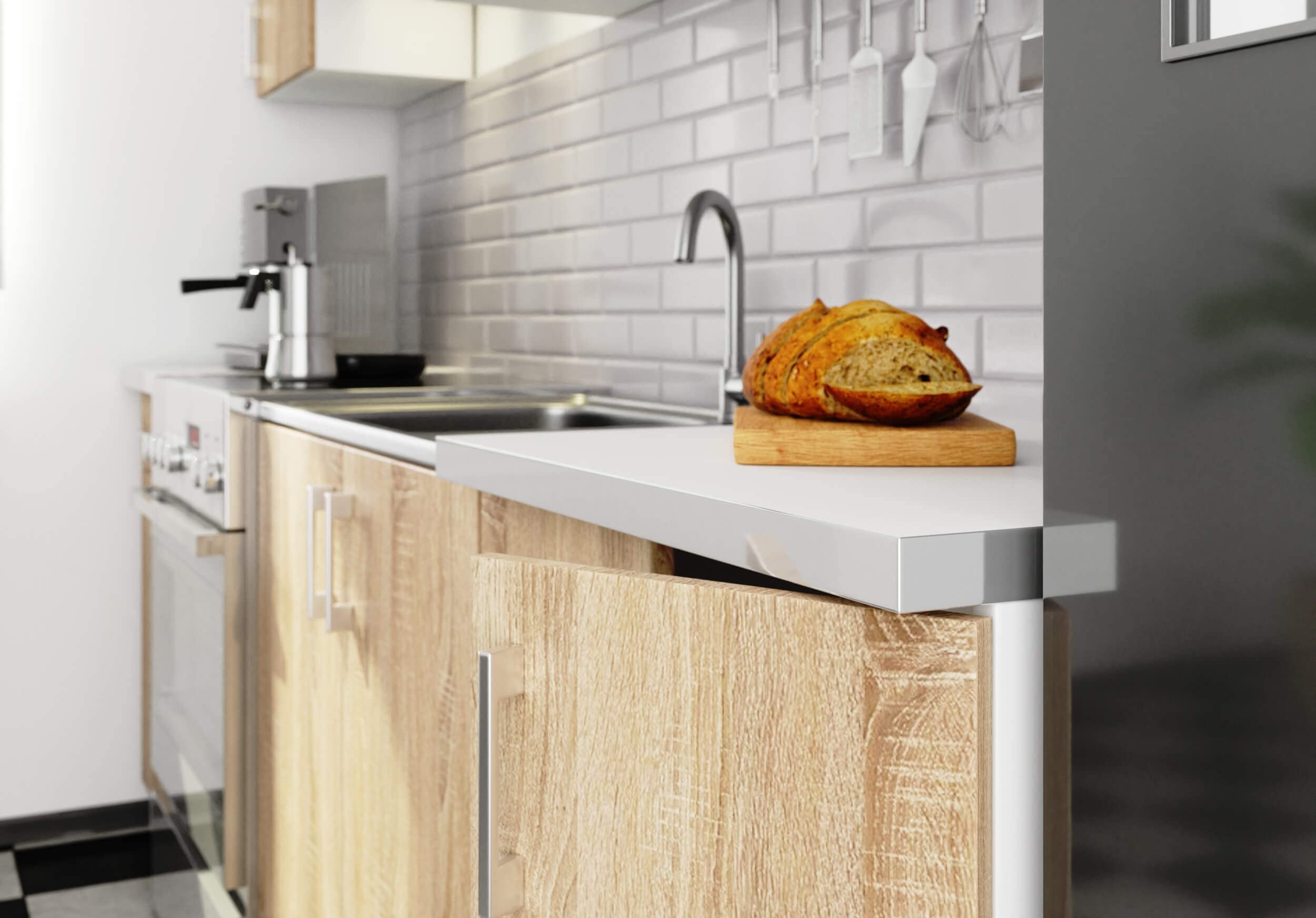 AKORD | Ensemble de Meubles de Cuisine Lima | Pratique | Spacieux | pour Une Petite Cuisine | pour Une pièce avec kitchenette | Durable | pour Un Design Moderne et Traditionnel (240x58 cm)