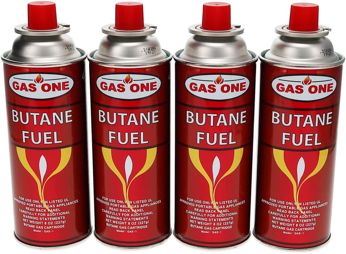 GasOne Butane Fuel Canister, 4 Pack (New Version)