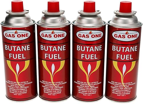 GasOne - Recipiente de combustible de butano, paquete de 4 (nueva versión)