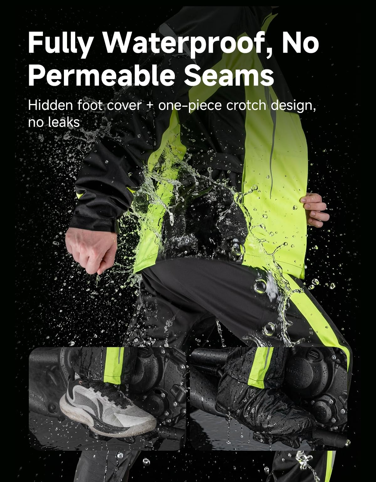 KEMIMOTO Traje de lluvia para hombre y mujer, 100% impermeable, transpirable, resistente al viento, chubasquero para camping, senderismo, viajes, ciclismo