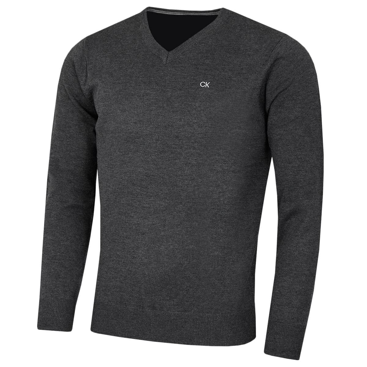 Calvin Klein Men's Charcoal Marl V-Neck Sweater - Xxxl