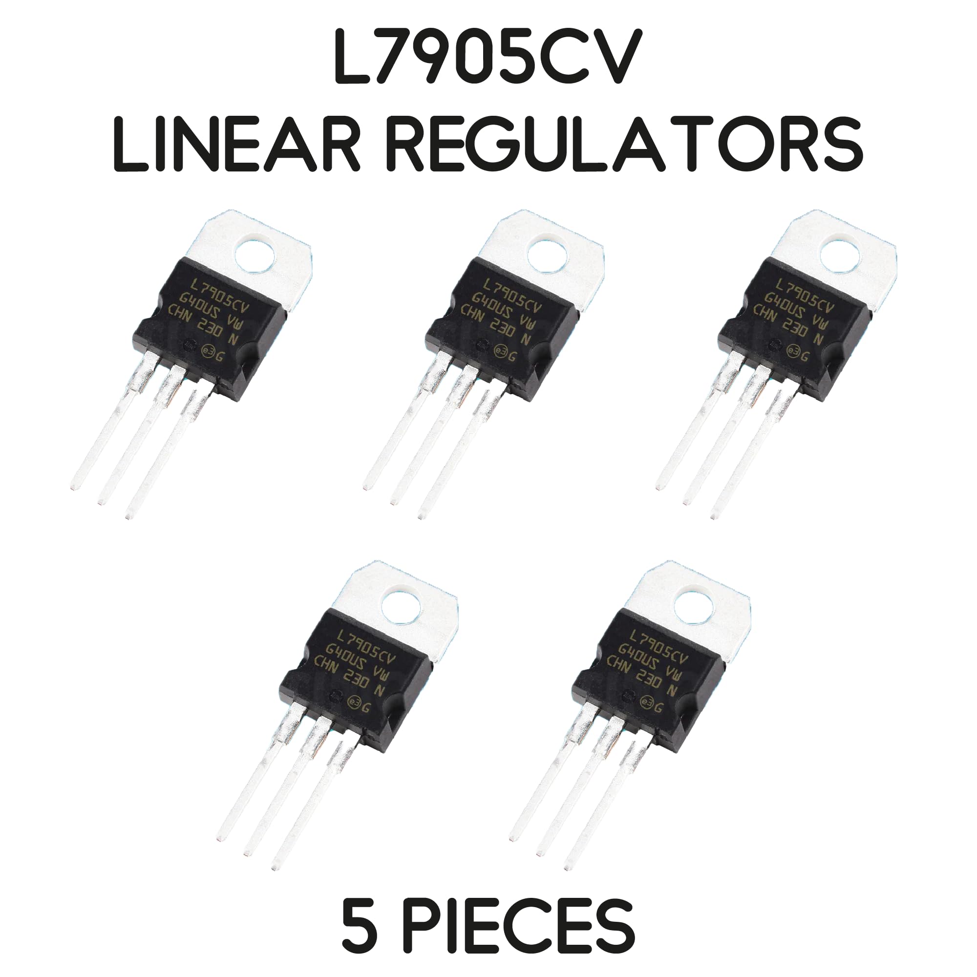 Image secondaire de Kit de 5 régulateurs de tension négative -5V 1.5A 7905 L7905 L7905CV LM7905 LM7905CV TO-220