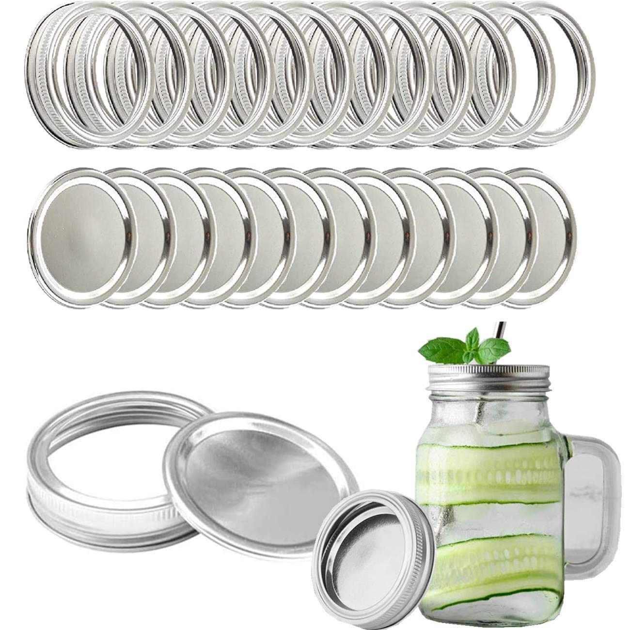 12set Mason Jar Lids+bands, Split-Type Canning Jar Lids with Leak Proof Silicone for Mason Jar Canning Lids(wide 86mm lid+ring)