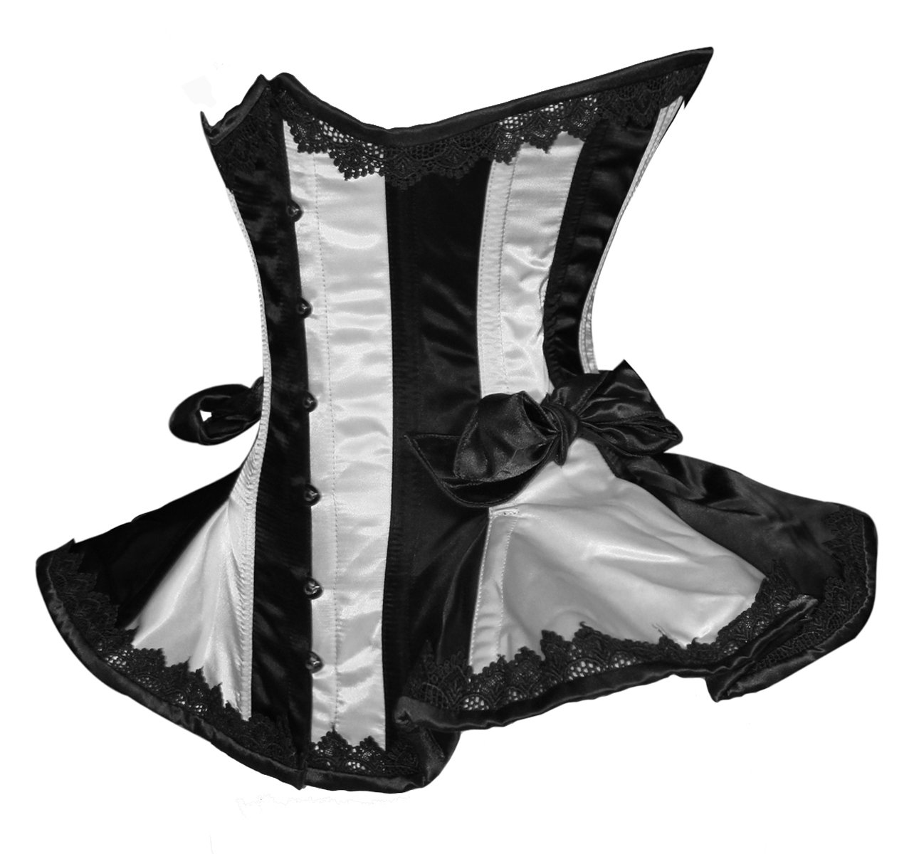 luvsecretlingerie Heavy Duty 22 Double Steel Boned Waist Training Satin Underbust Shaper Corset Frills Style #8408: XX-Small Black (Long Torso-fit Well for 14.9"/38 Cm Torso Length and Above)
