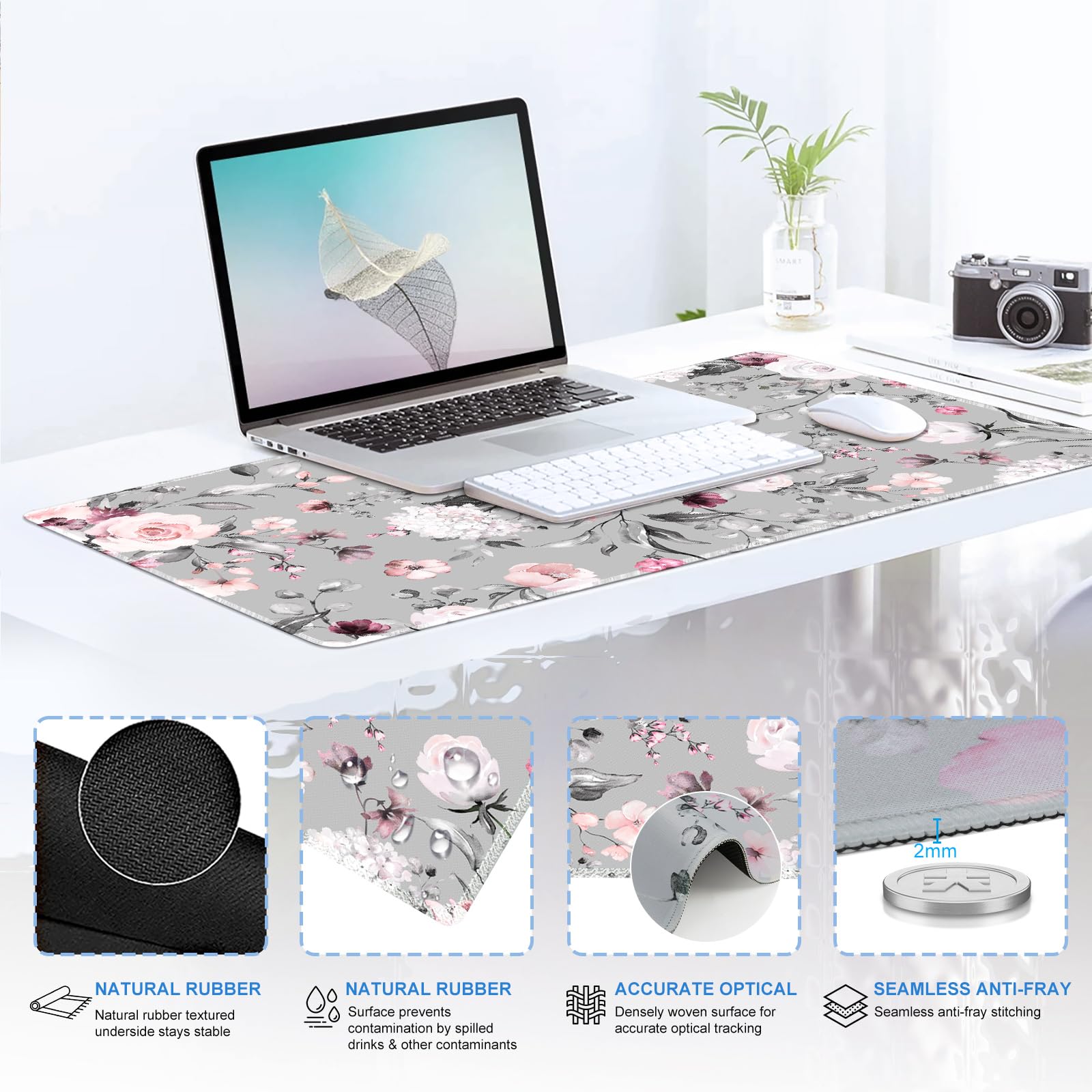 Keyboard Mouse Pad Set, Extended Gaming Mouse Pad Ergonomics Keyboard Wrist Rest Support, Memory Foam, Easy Typing Pain Relief, 3Pcs XXL Ultra Thick Desk Mat, Cute Mushroom - View #11