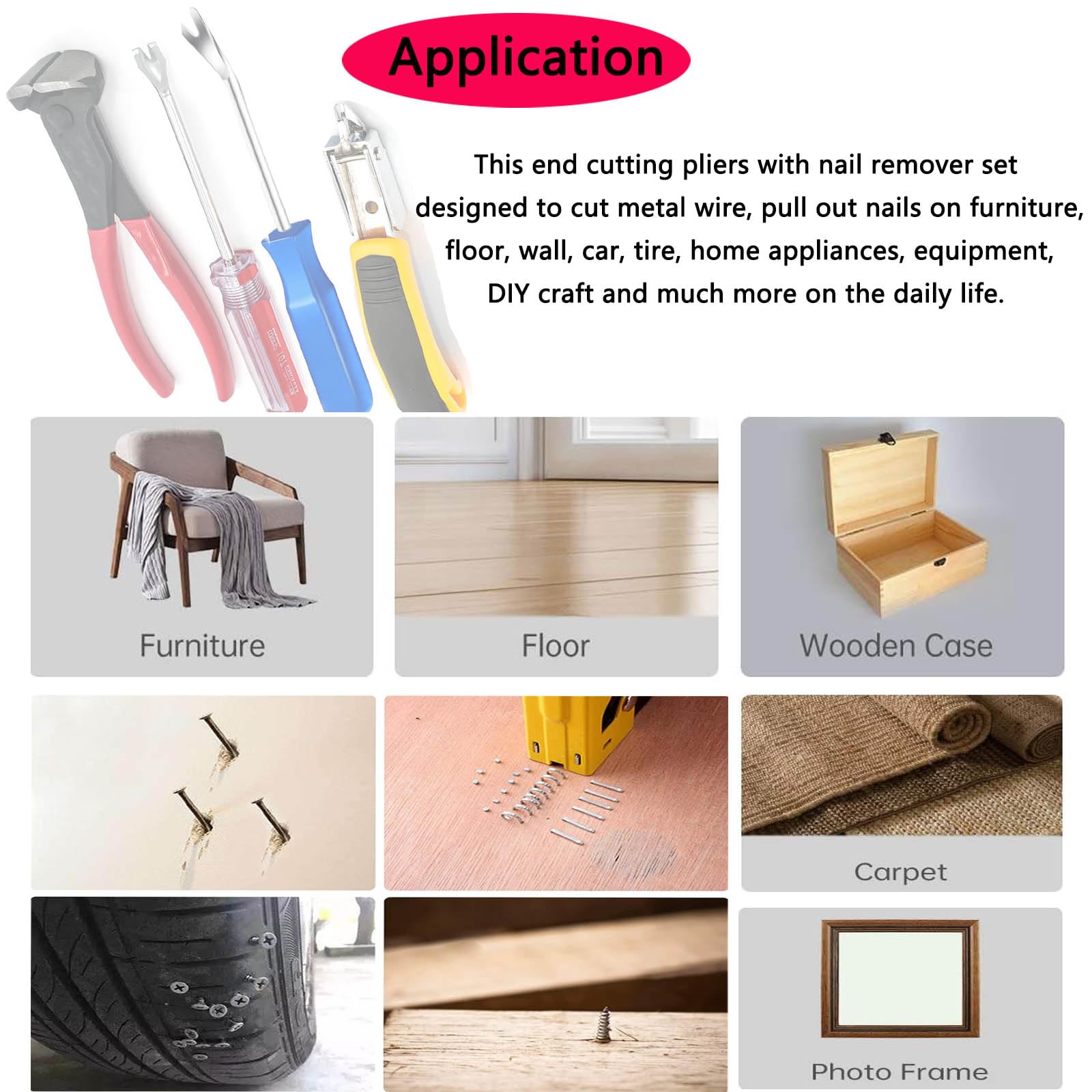 Set professionale per la rimozione delle unghie, 4 pezzi, con pinze, levapunti e custodia