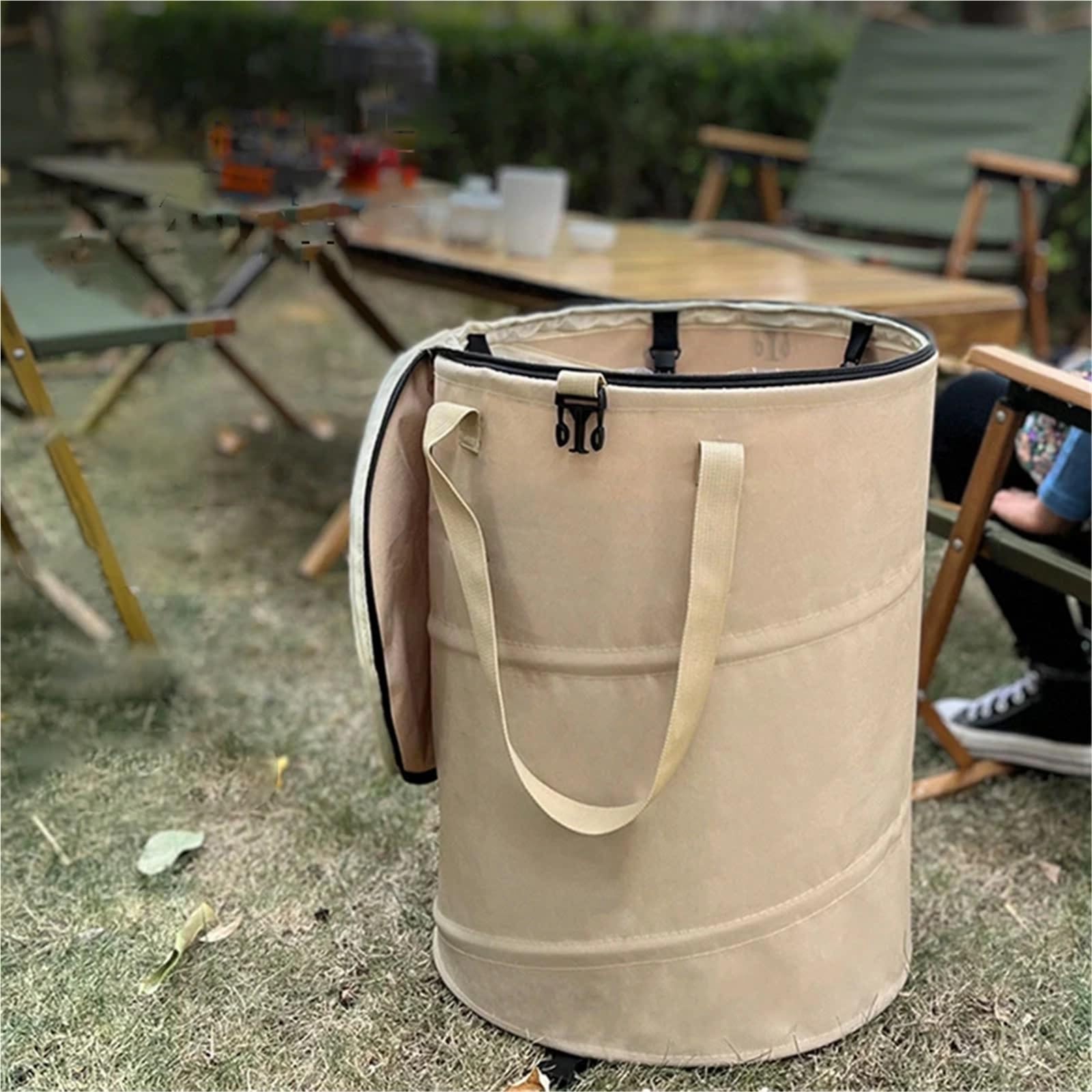 Home Camping Pattumiera Pop-Up Circolare Stoccaggio Secchio Tela Pieghevole Contenitore for il riciclaggio Sacco for immondizia da giardino Per Giardino(Black)