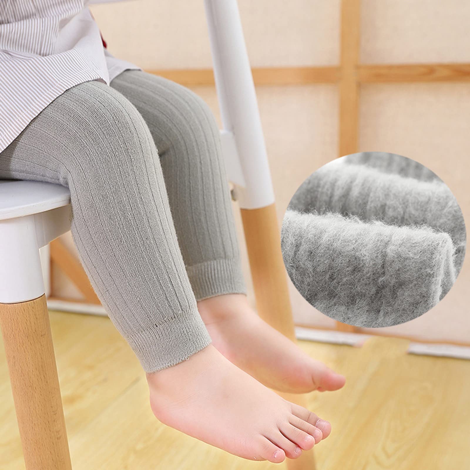 Toddler Baby Girls Warm Leggings Infant Knit Ribbed Pants Footless Solid Color Tights Stretchy (Dark Gray, 3-6 Months)