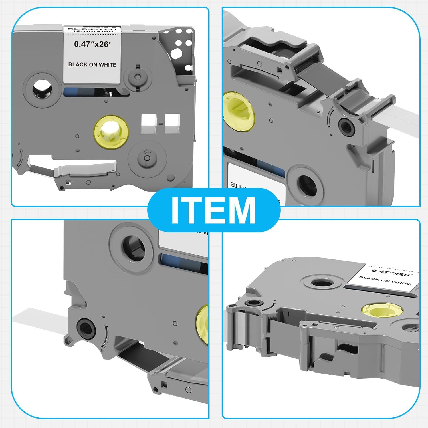 Label Maker Tape 12mm 0.47 White Replacement for Brother TZ TZe-231, Laminated Black on White Labels Refill Compatible with P Touch PT-D210 D220 H110 D200 D400 6 Pack - Image 3