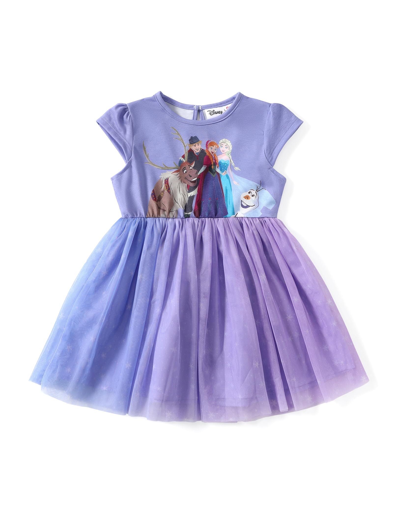 Disney Frozen Toddler Girl Dress Elsa Anna Olaf Print Gradient Tulle Summer Clothes Short-Sleeve Outfit Party Birthday Sundress Purple 3-4T