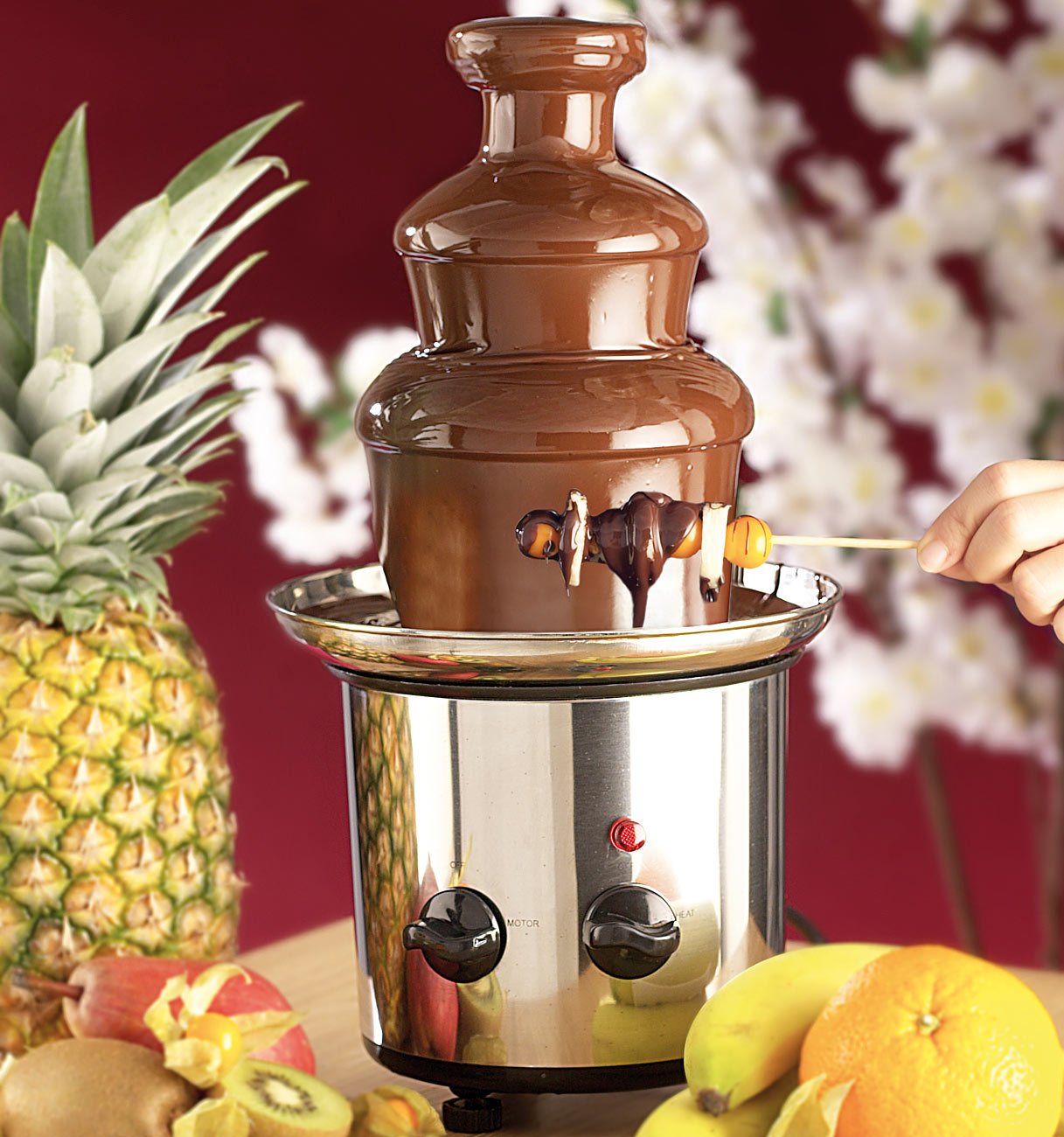 Rosenstein & Söhne Schokobrunnen: Schokoladen-Brunnen aus rostfreiem Edelstahl, 250 Watt (Chocolate Fountain, Schokobrunnen Set, Mini)