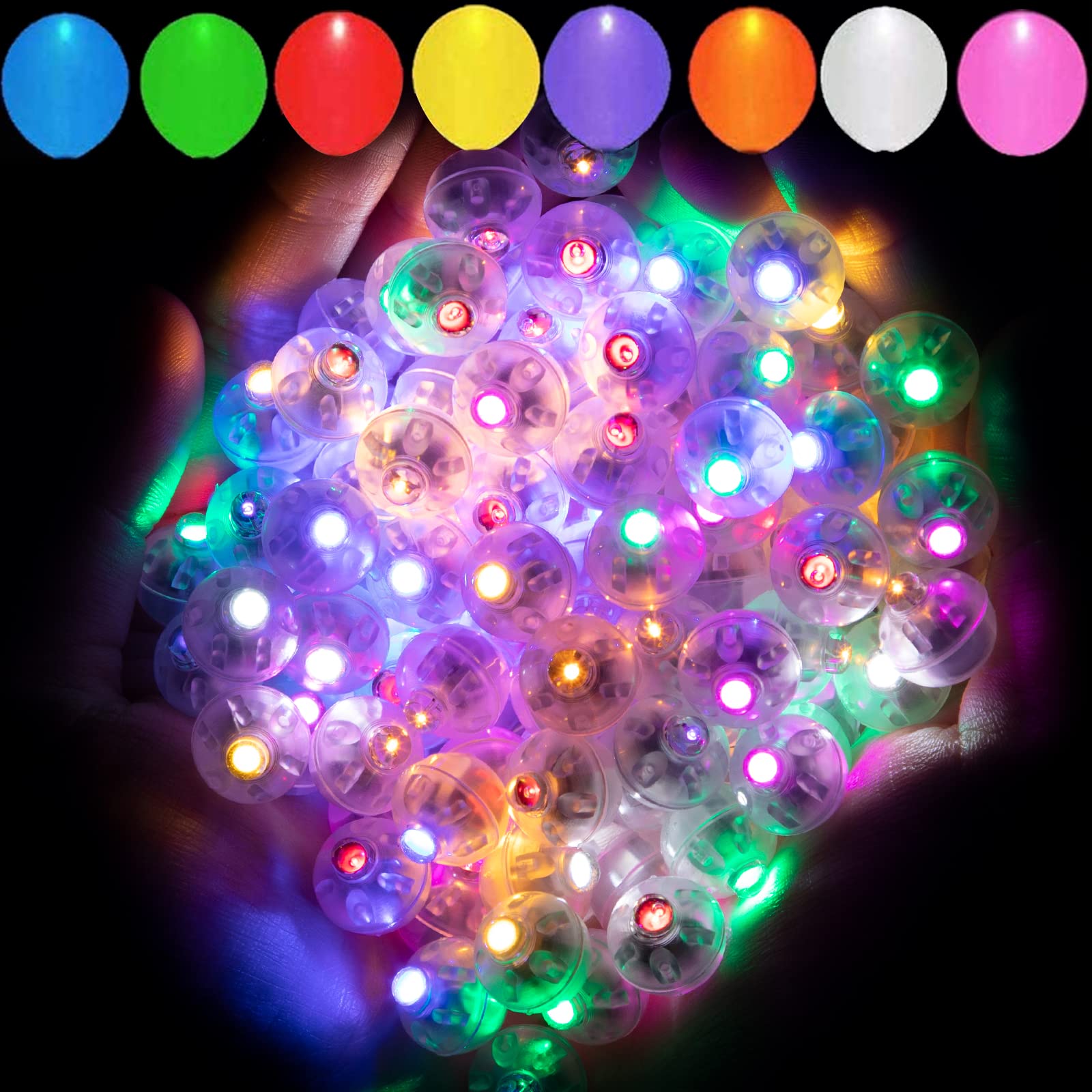 Aogist 200pcs 10-Colors Mini Lights with Hook,Long Standby Time Waterproof LED Balloon Light,Battery Powered,Ball Lamp for Balloon Paper Lantern Birthday Party Christmas Halloween