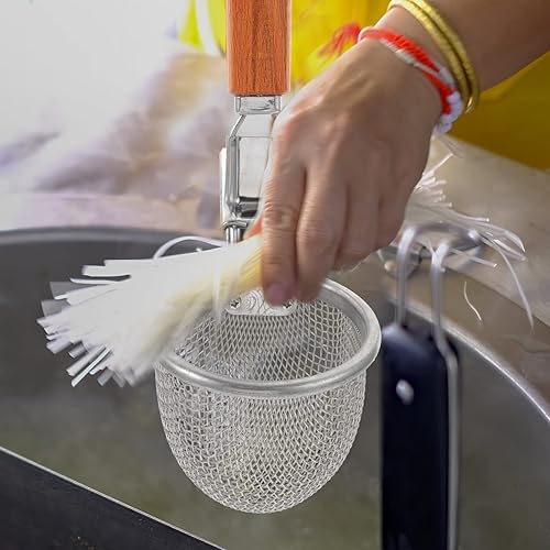 Miniatura 9 de ZzzaNa Colador de fideos de acero inoxidable Cesta de pasta de malla para pasta, cesta de hervir espagueti, tamiz de malla de alambre fino, cuchara
