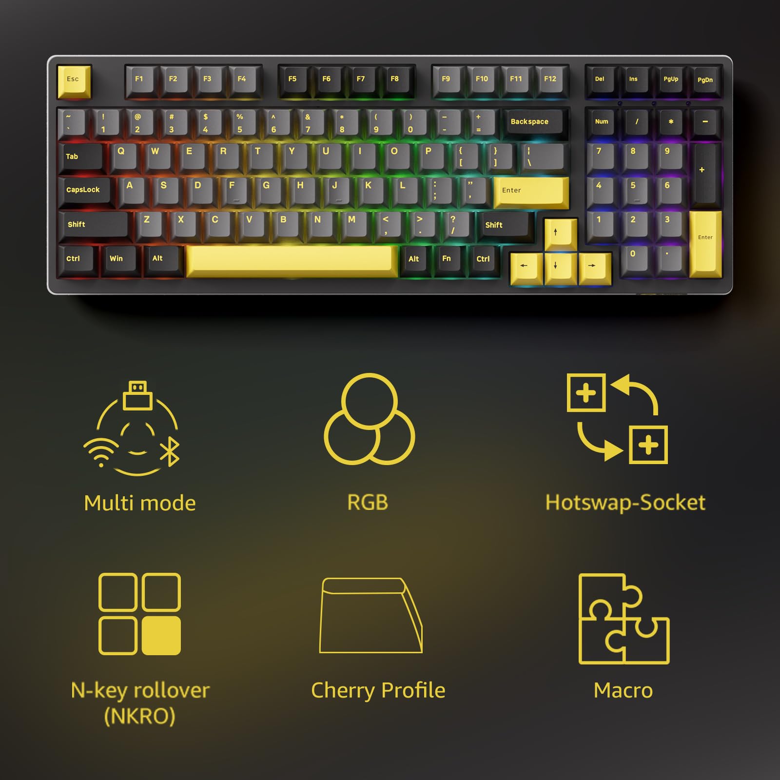 Amazon.com: Akko 3098B Hot-swappable Mechanical Keyboard with RGB