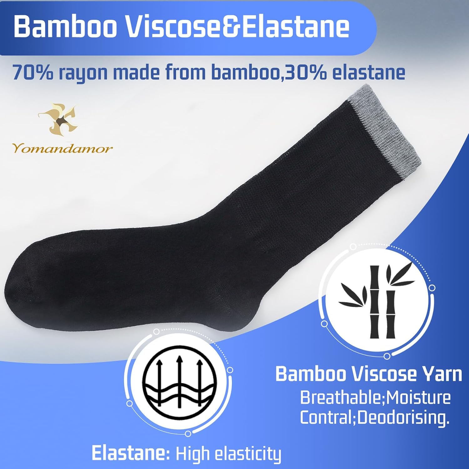 Yomandamor Best Mens Mid-Calf Diabetic Socks With Seamless Toe,6 Pairs L Size(Socks Size:10-13) - Image 4