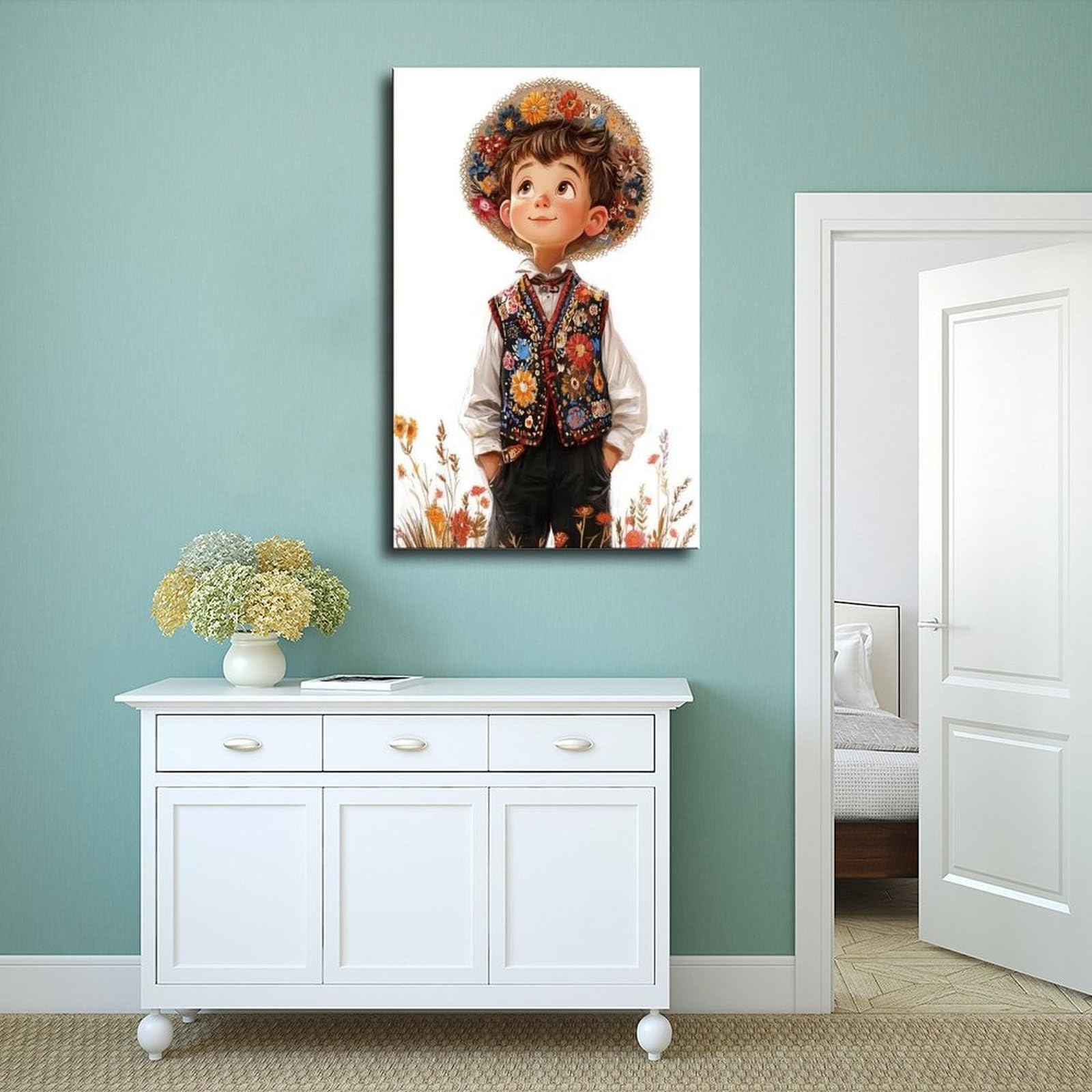 1 poster su tela, motivo: ragazzo polacco in costume tradizionale folk, decorazione artistica da parete per soggiorno e camera da letto, 50,8 x 76,2 cm (lunghezza x larghezza)