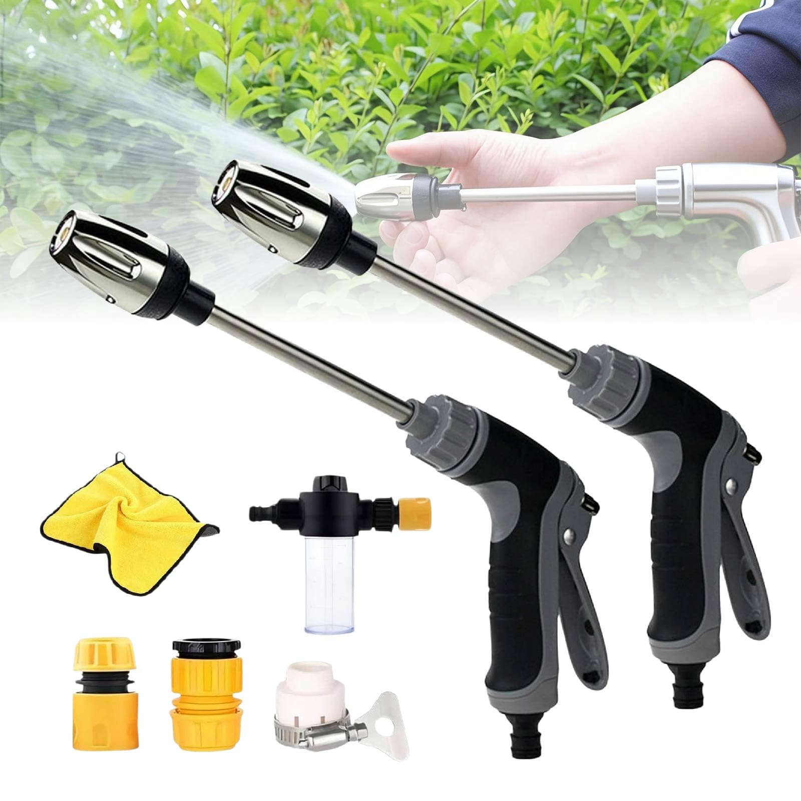 Jetterix Pressure Washer, Turn Any Hose Into a High-Pressure Water Jet for Effortless Dirt & Stain Removal – Patio Car Driveway Cleaner (2PCS)