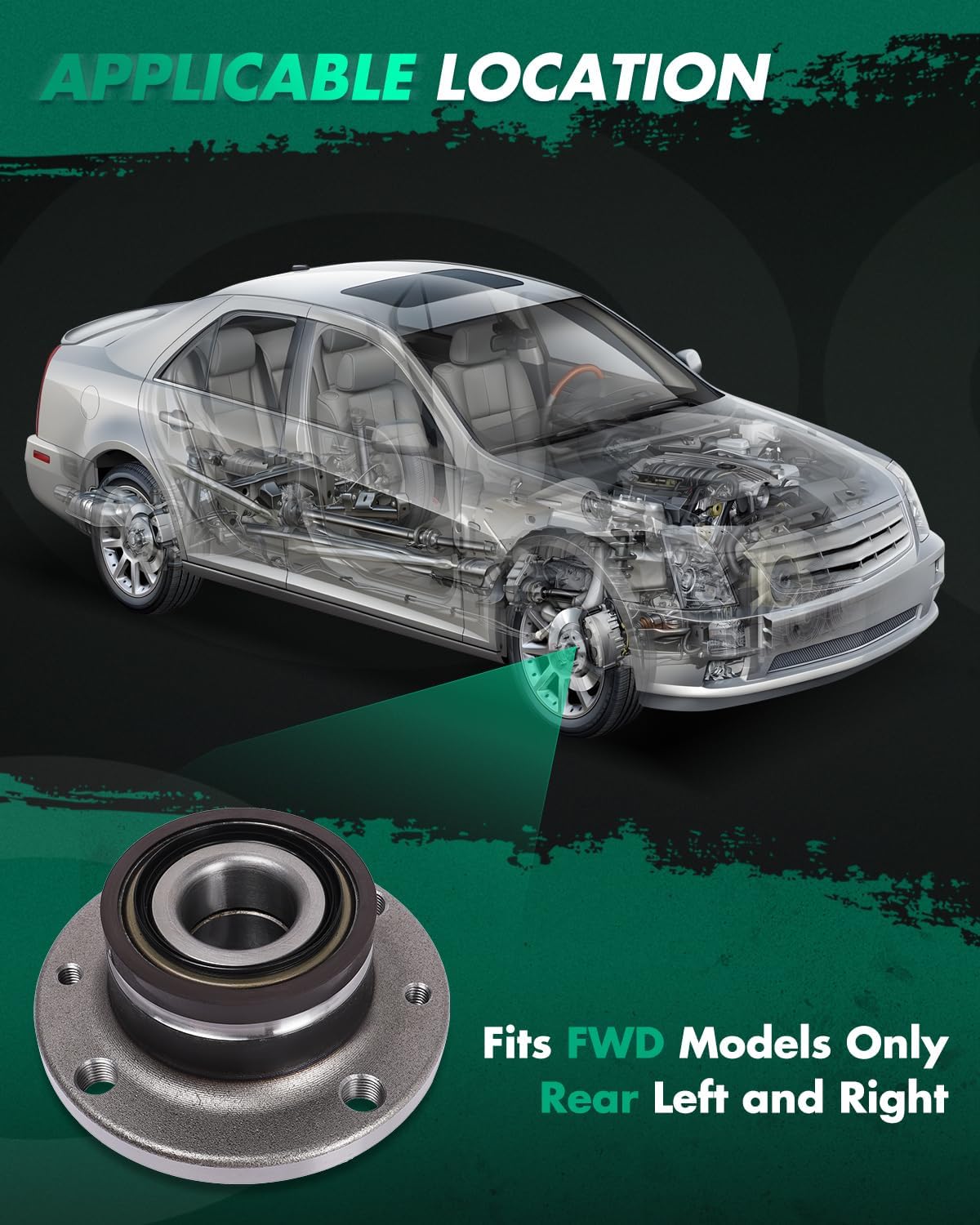 SCITOO 2 x Rear Wheel Bearing and Hub Assembly 2012 2013 2014 2015 2016 2017 2018 2019 For Fiat 500,W/ABS 1.4L 512480
