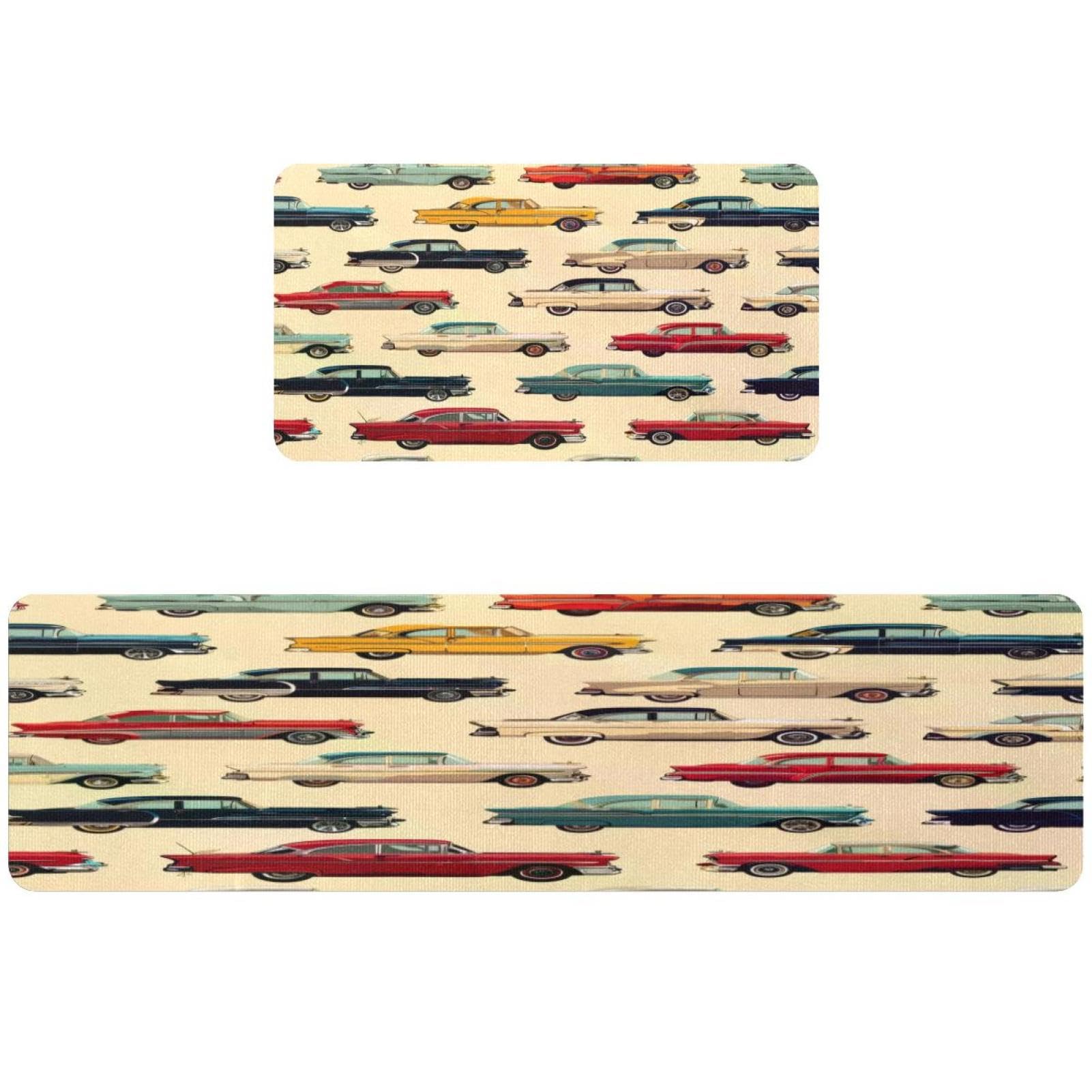 Tapete de cocina de coches retro lavable pack de 2 alfombras