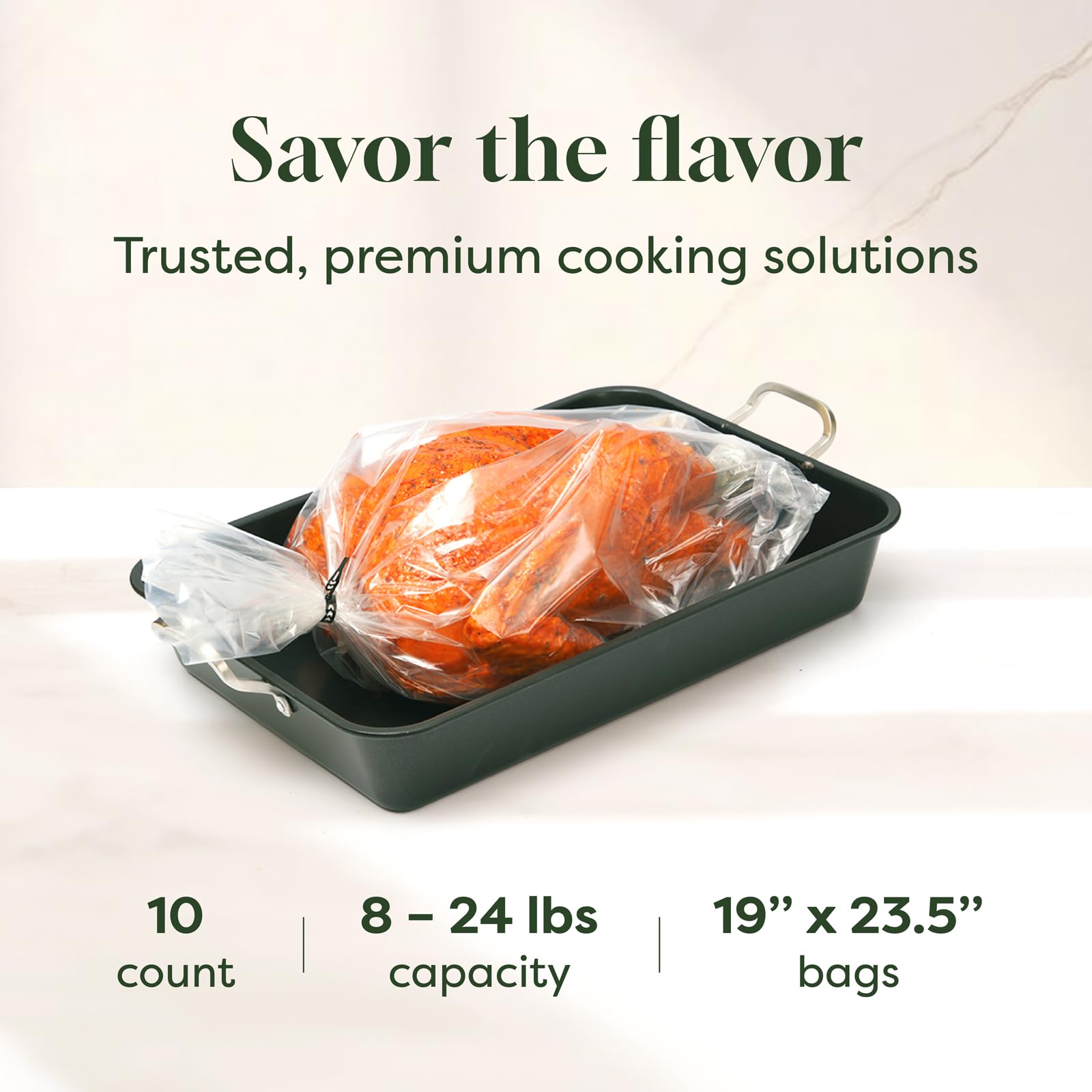 Bolsas para horno de pavo, tamaño grande, bolsas de nailon sin BPA para asar pavos para una limpieza rápida, bolsas multiusos para cocinar pavos, tamaño de 19 x 23.5 pulgadas, 10 unidades