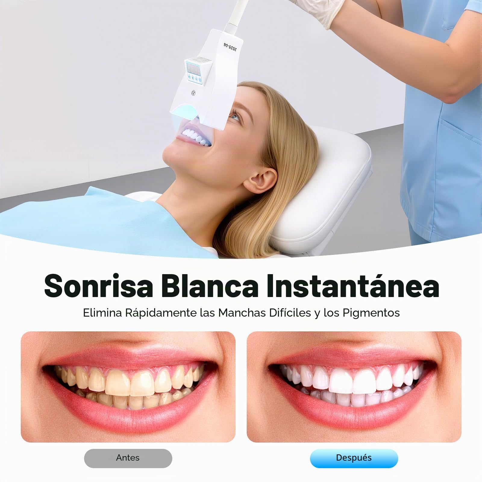 Lámpara LED de blanqueamiento dental de 21 W, lámpara de blanqueamiento dental profesional, 465-470 nm luz azul blanqueadora con acelerador de blanqueamiento para blanqueamiento dental y tratamientos