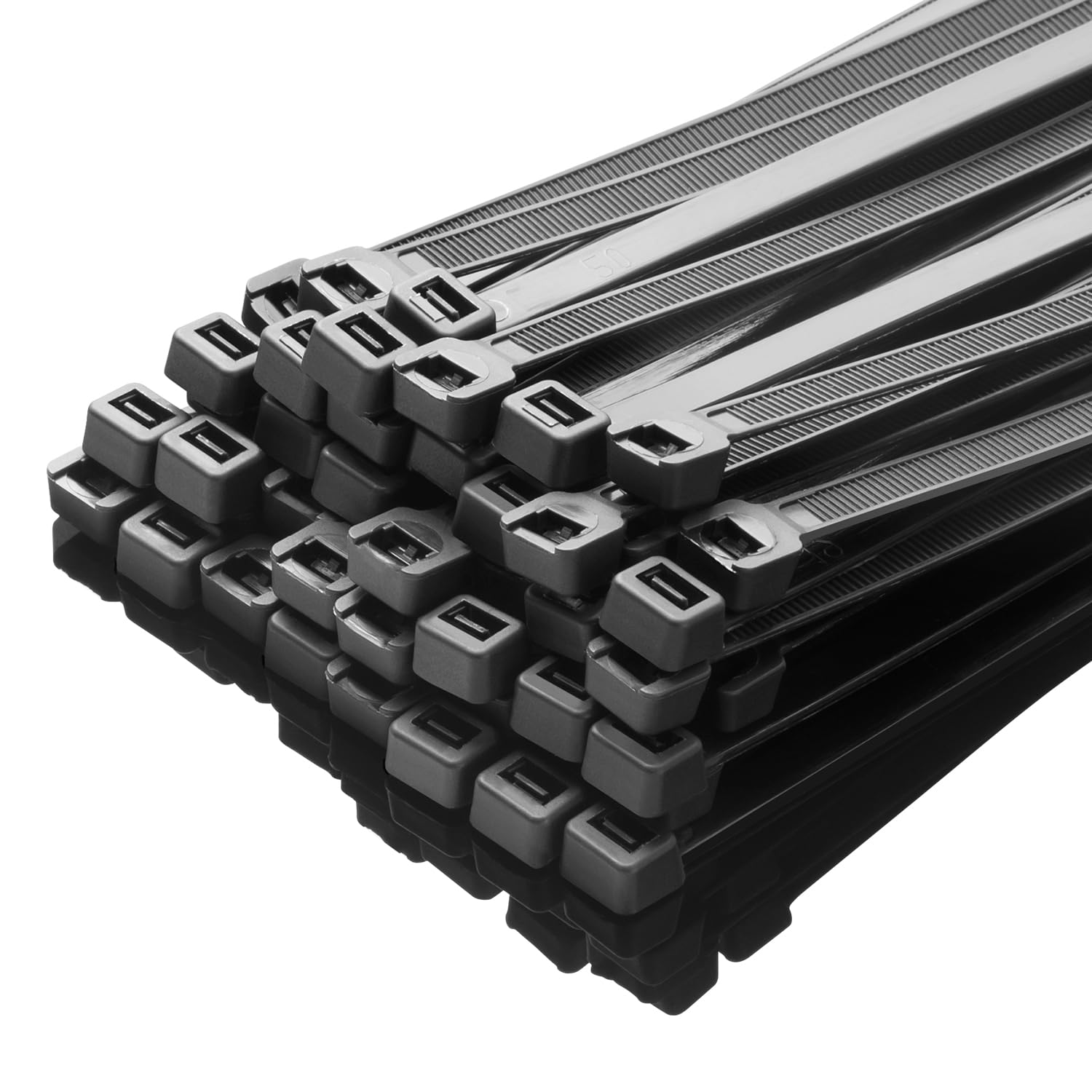 XINGO Black Cable Ties Heavy Duty 1000 Pieces, with 70 kg Tensile Strength, Premium Nylon Cable Wire Ties, Self-Locking Plastic Ties for Indoor and Outdoor Use