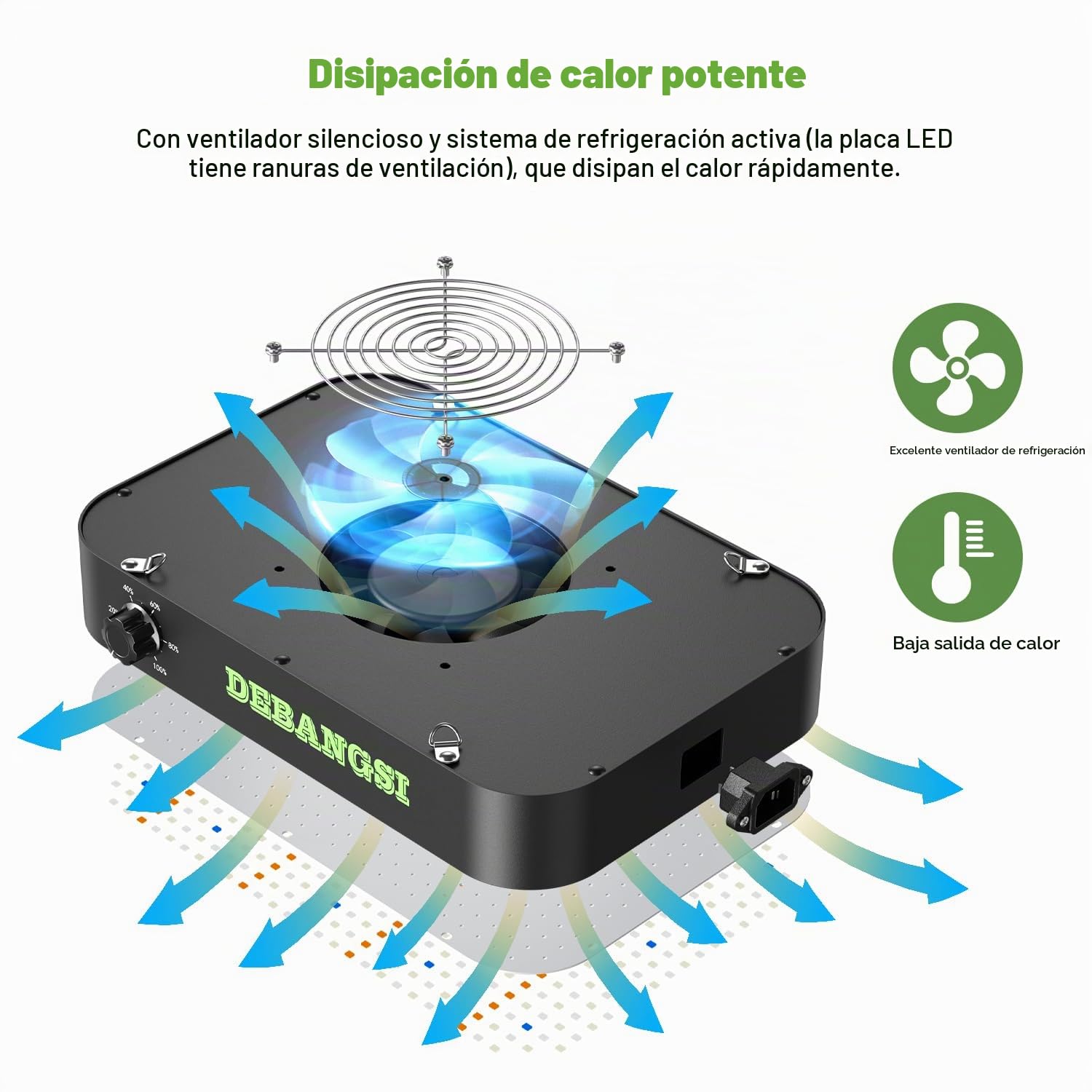 Lámpara de Crecimiento LED 100 Watt, Lámpara para Plantas LED de Espectro Completo Regulable con UV-IR, Lámpara para Cultivo con Función Daisy Chain, Lámpara para Plantas de Interior en Floración