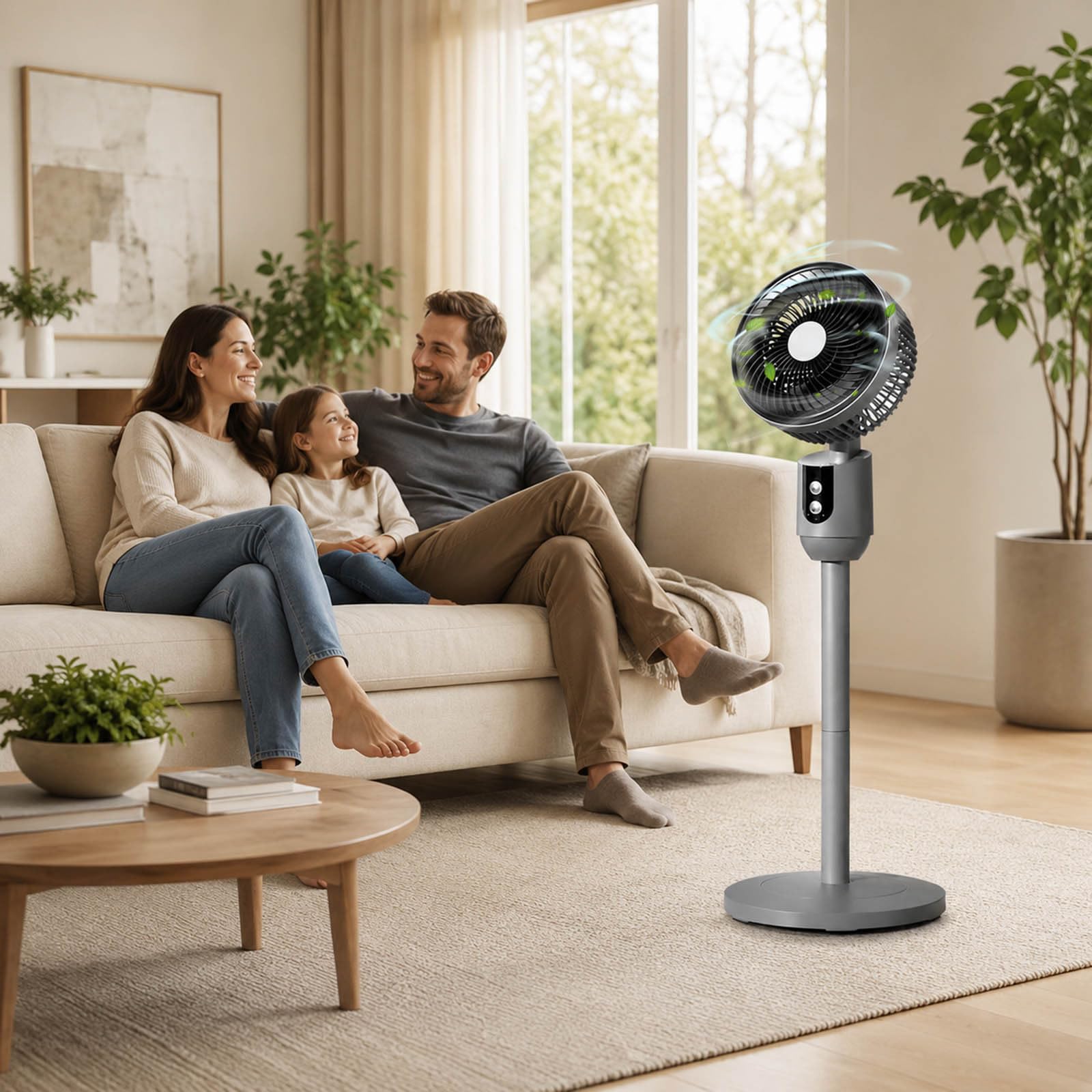 Tragbarer Stand-USB-Ventilator, höhenverstellbar, leise Luftzirkulation, für Zuhause, Schlafzimmer, Schreibtisch, Arbeitsplatz, mit oszillierendem Kopf, mehrere Geschwindigkeitsstufen